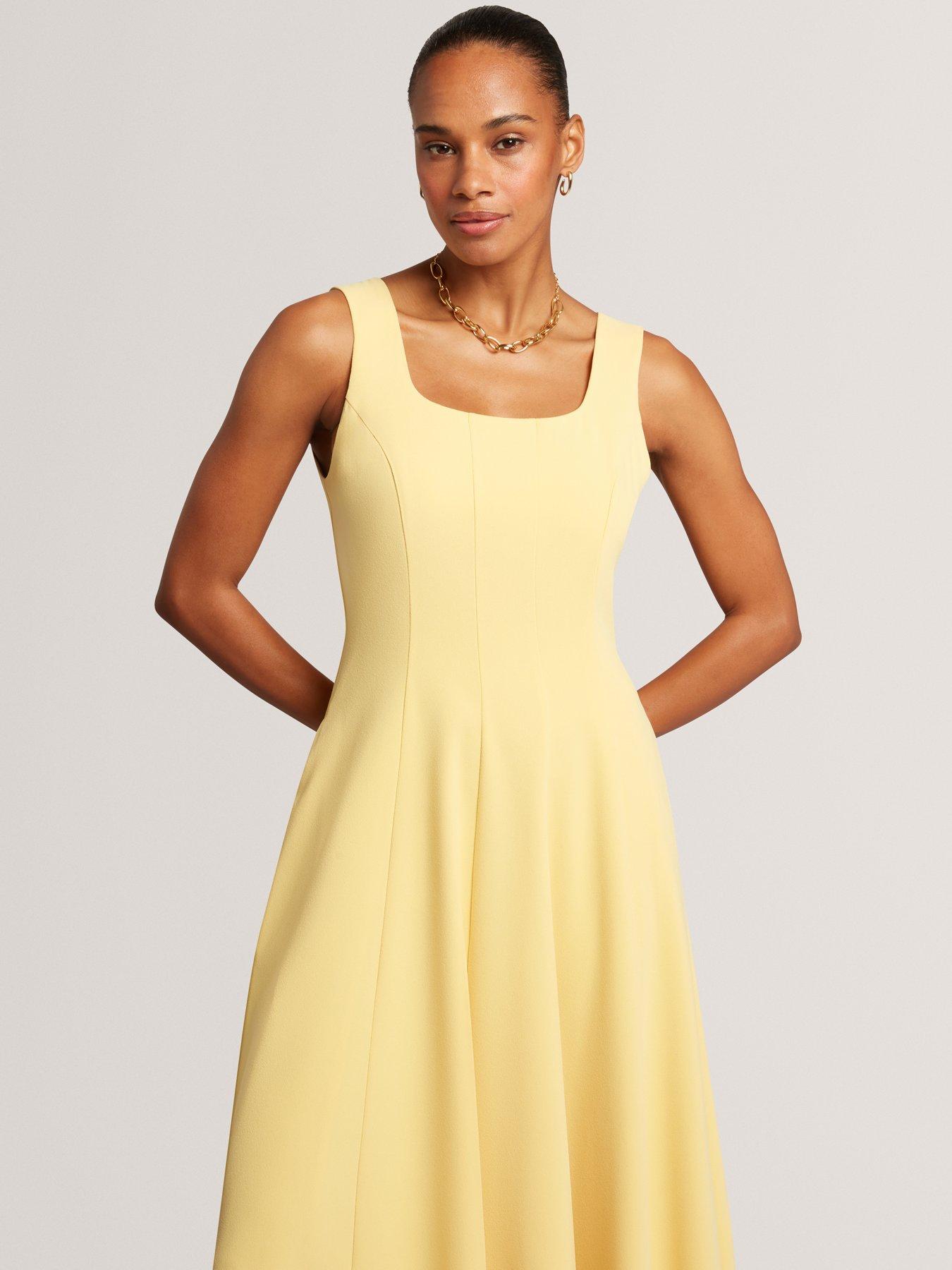 Image 4 of 7 of Ted Baker Panelled Midi Dress - Yellow