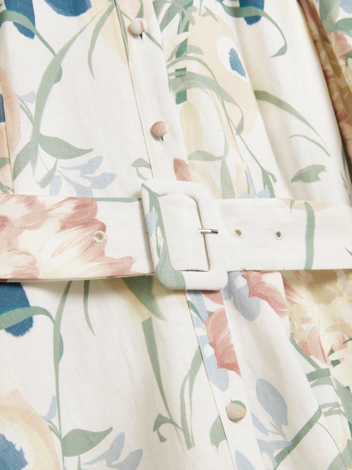 Image 6 of 7 of Ted Baker Puff Sleeve Printed Mini Shirt Dress - Cream