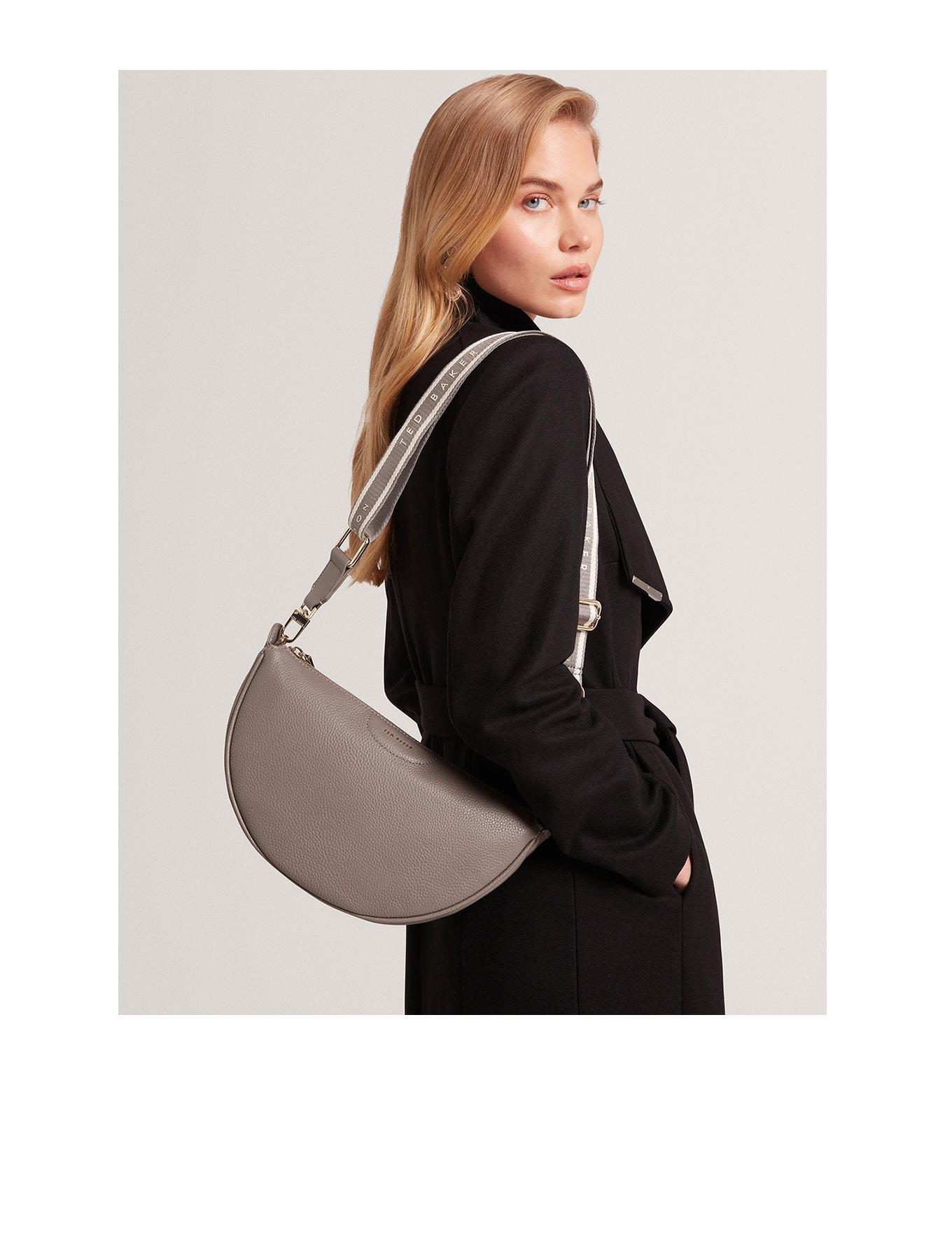 Ted Baker Webbing Leather Half Moon Crossbody Bag - Mid Grey