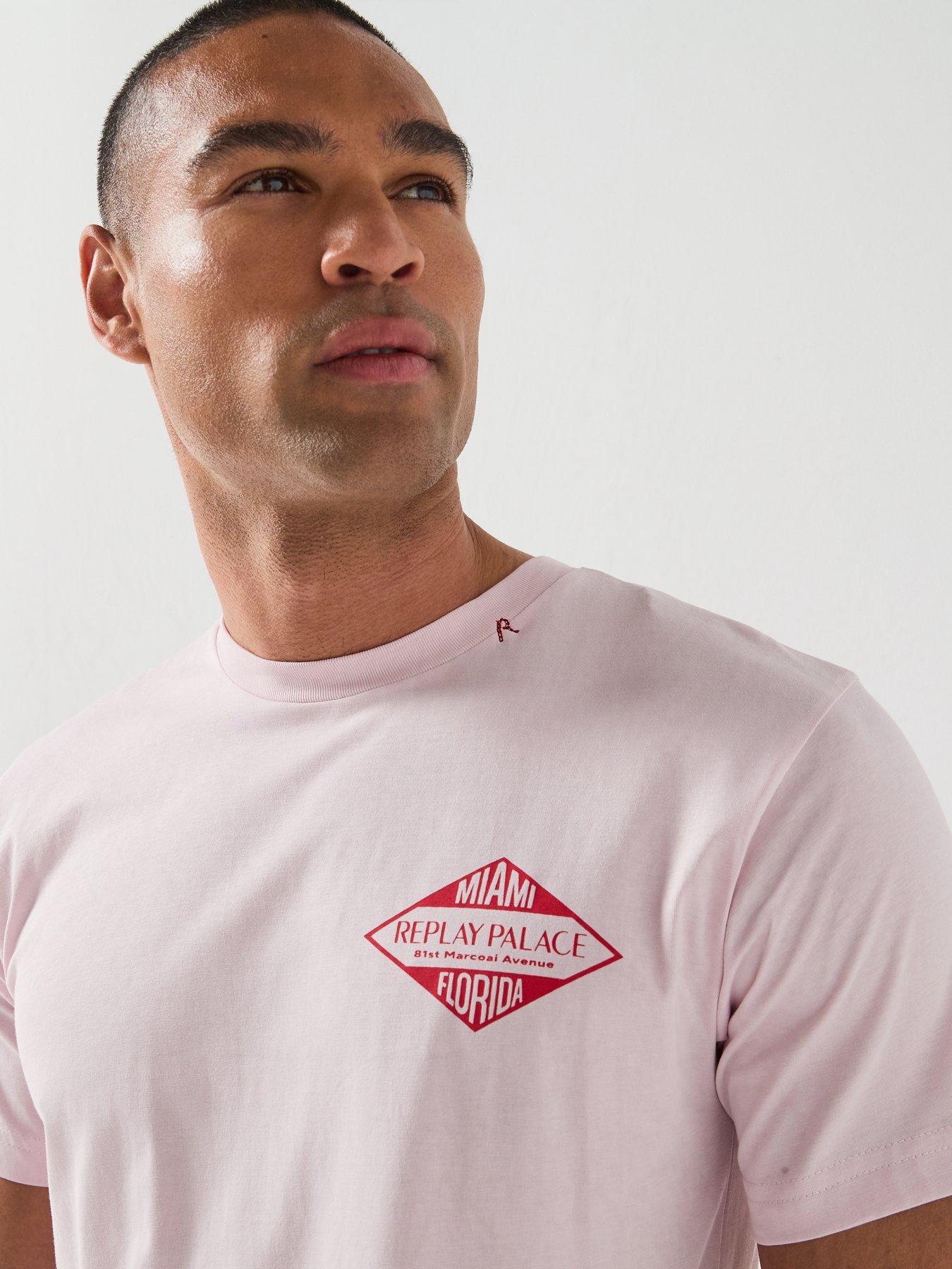 Image 5 of 6 of Replay Miami Palace Back Graphic T-Shirt - Pink