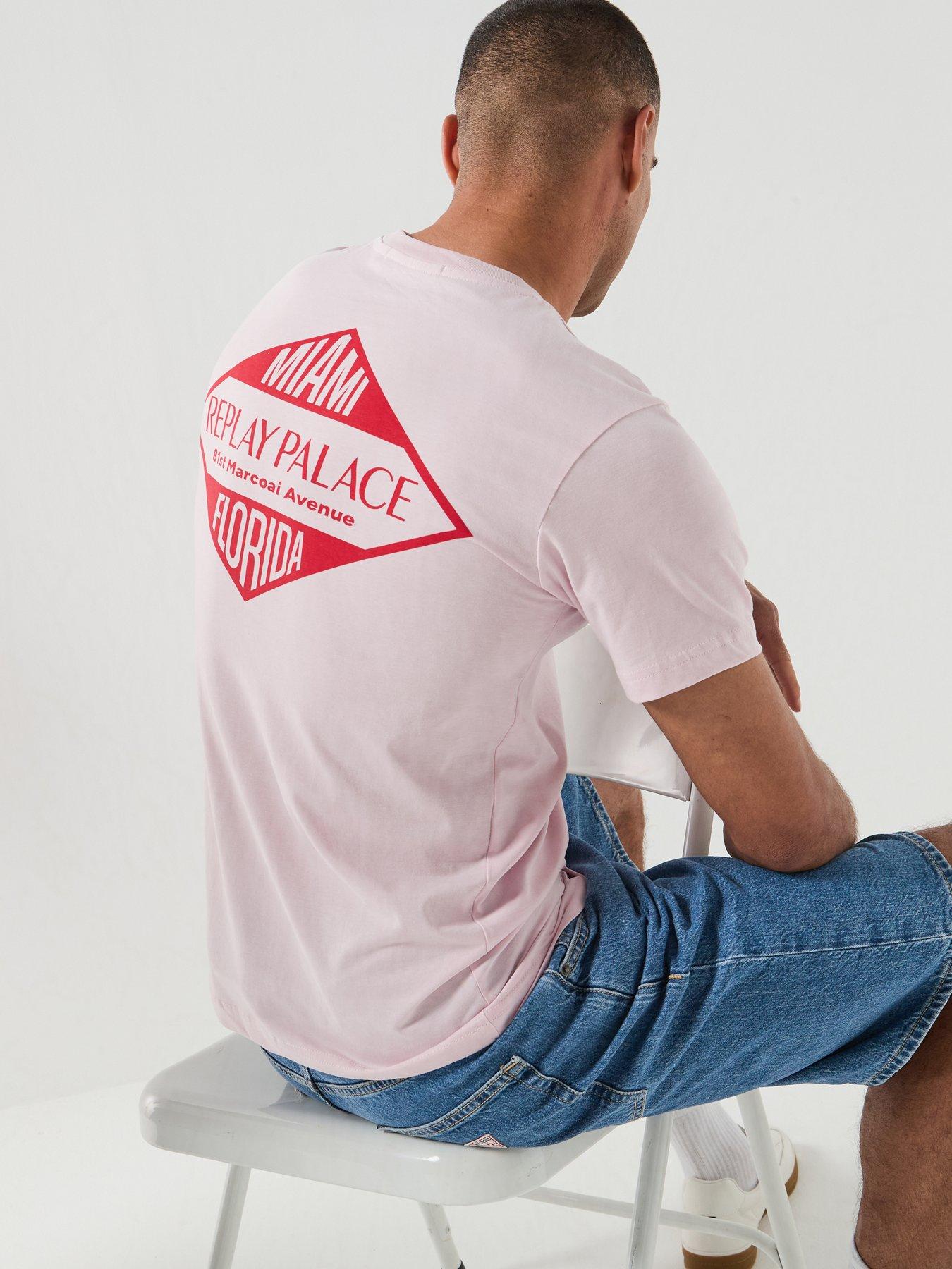 Image 6 of 6 of Replay Miami Palace Back Graphic T-Shirt - Pink