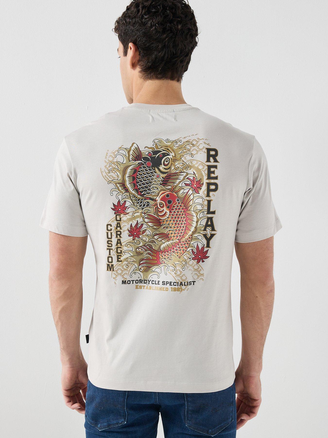 replay-custom-garage-carp-fish-back-graphic-t-shirt-greystillFront