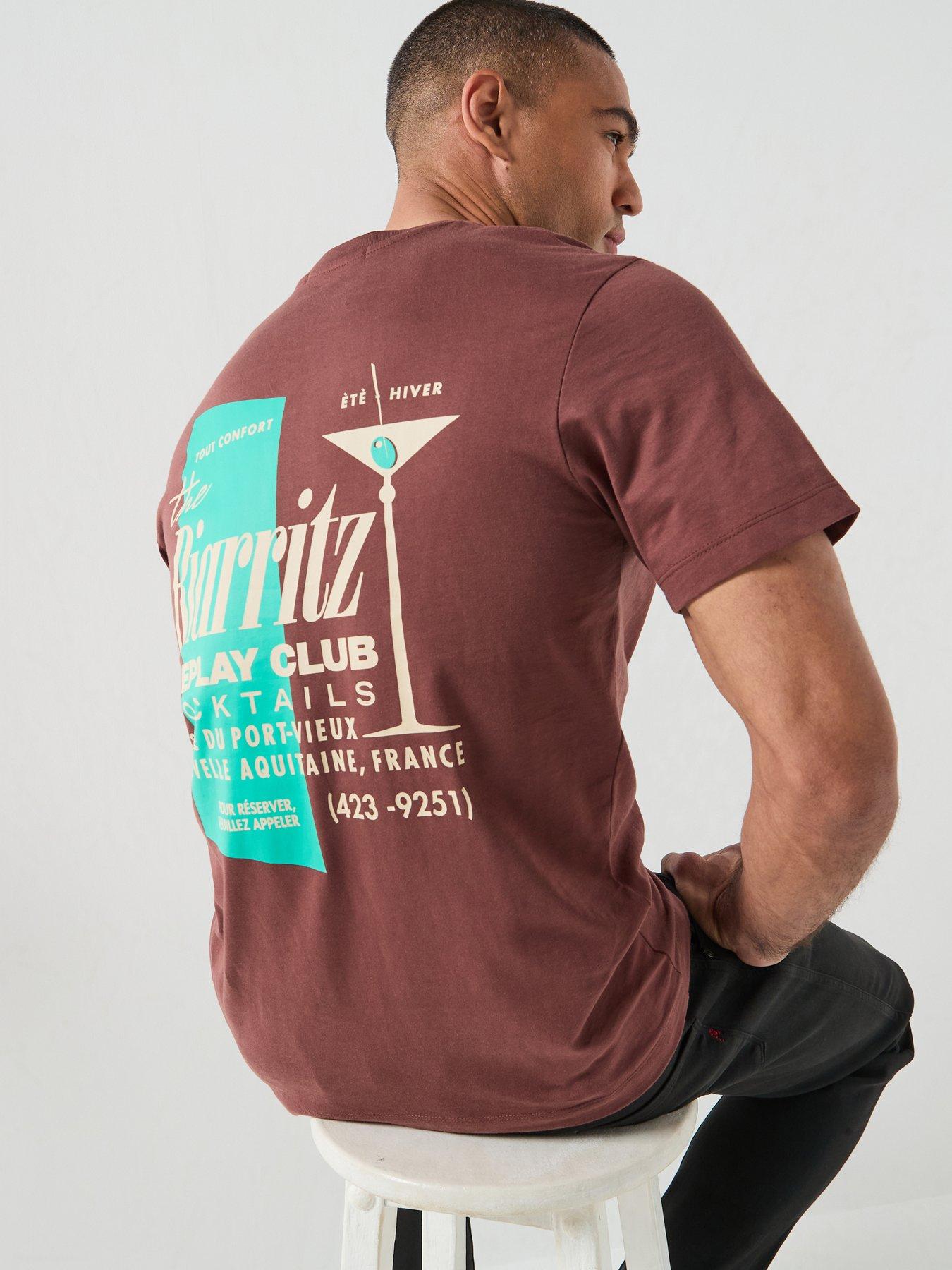 Replay Biarritz Club Back Graphic T-Shirt - Brown