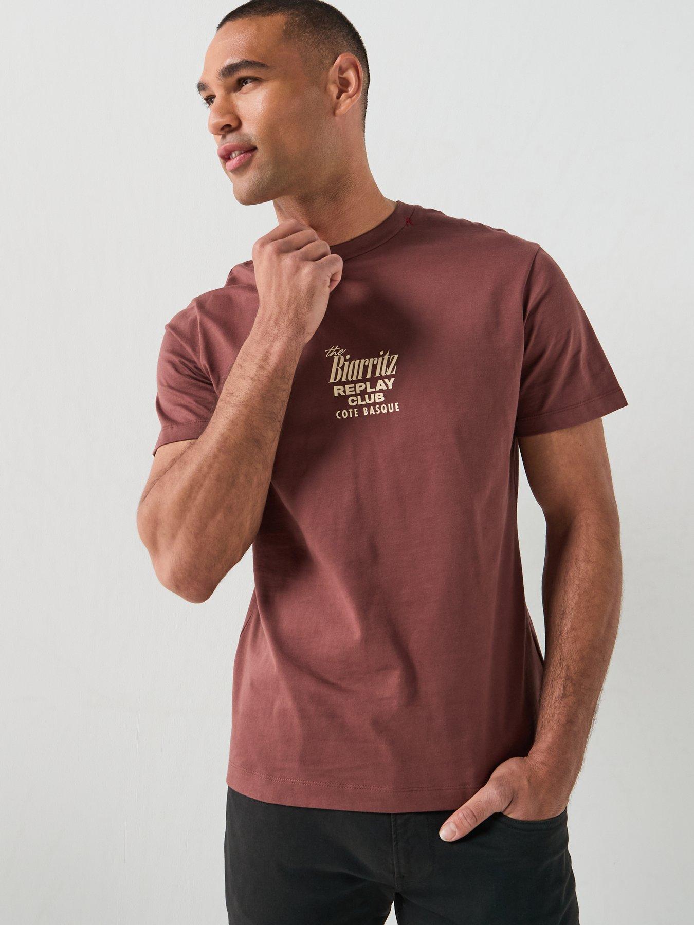 Image 2 of 5 of Replay Biarritz Club Back Graphic T-Shirt - Brown