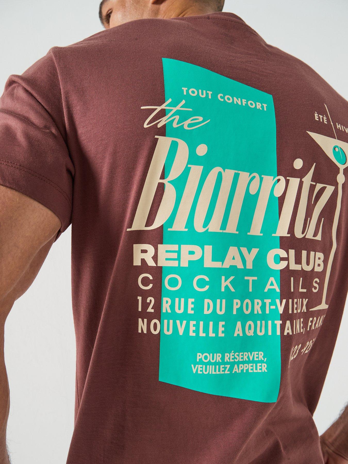 Image 4 of 5 of Replay Biarritz Club Back Graphic T-Shirt - Brown