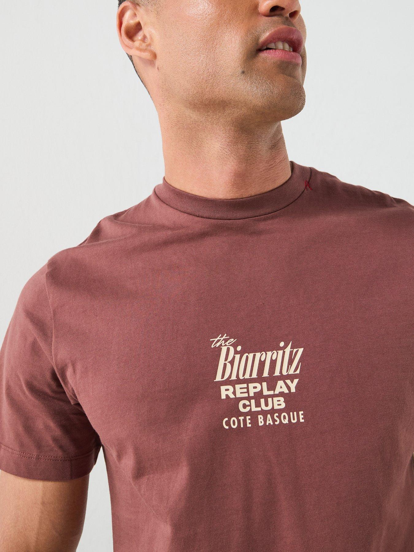 Image 5 of 5 of Replay Biarritz Club Back Graphic T-Shirt - Brown