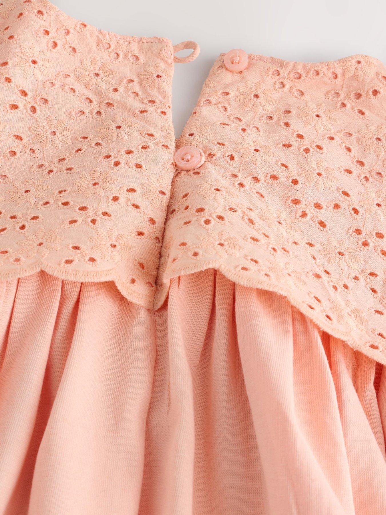 Image 3 of 4 of Laura Ashley Girls Broderie Short Sleeve Top &amp; Shorts Set - Orange
