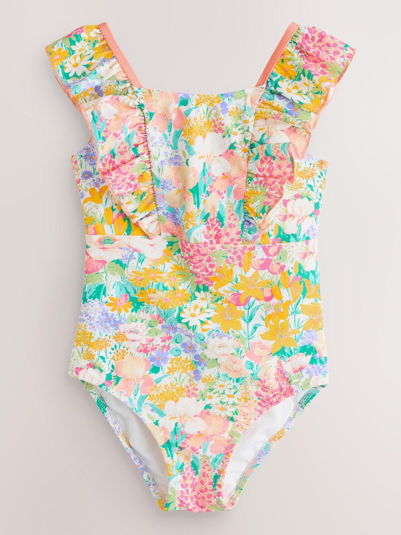 Image 1 of 4 of Laura Ashley Older Girls Floral Frill Swimsuit - Multi