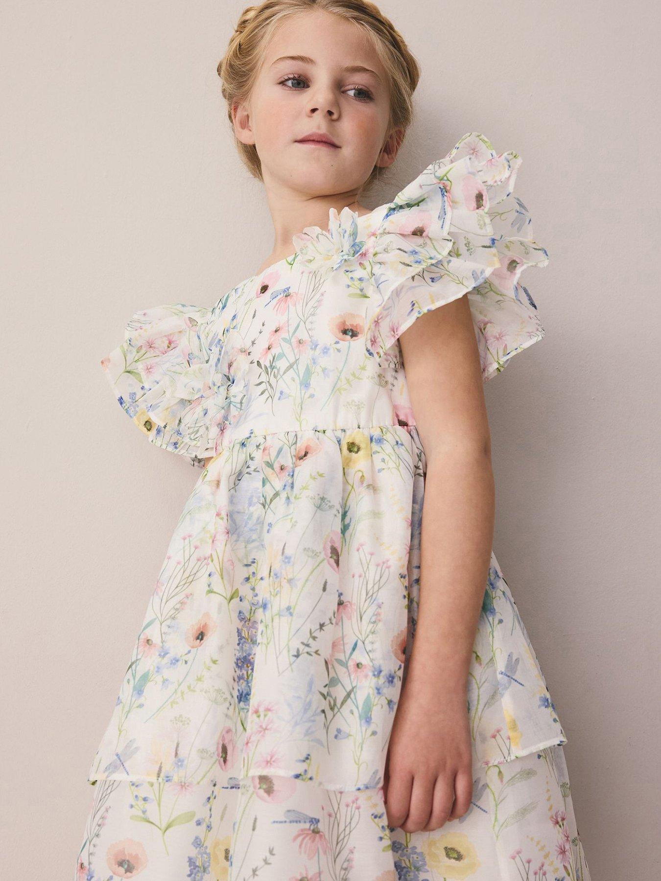 Image 2 of 5 of Laura Ashley Younger Girls Petal Frill Occasion Dress - Multi
