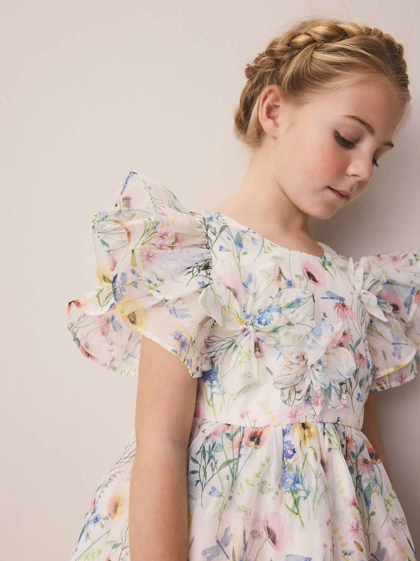 Image 4 of 5 of Laura Ashley Younger Girls Petal Frill Occasion Dress - Multi