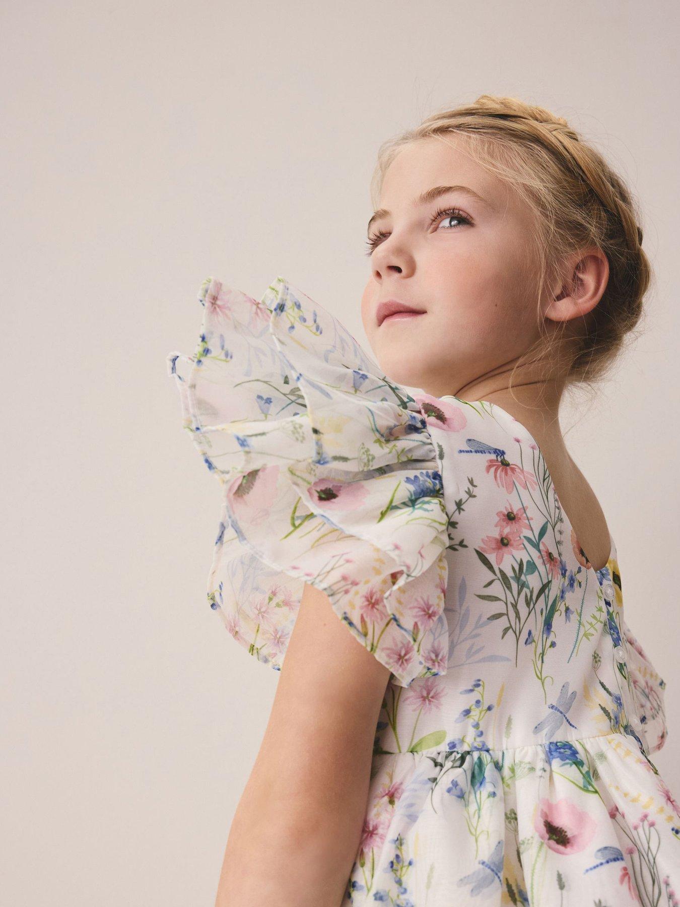 Image 5 of 5 of Laura Ashley Younger Girls Petal Frill Occasion Dress - Multi