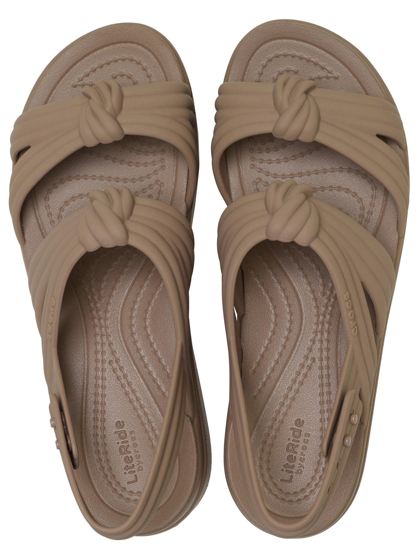 Image 4 of 6 of Crocs Brooklyn Knot Low Wedge Sandal - Latte