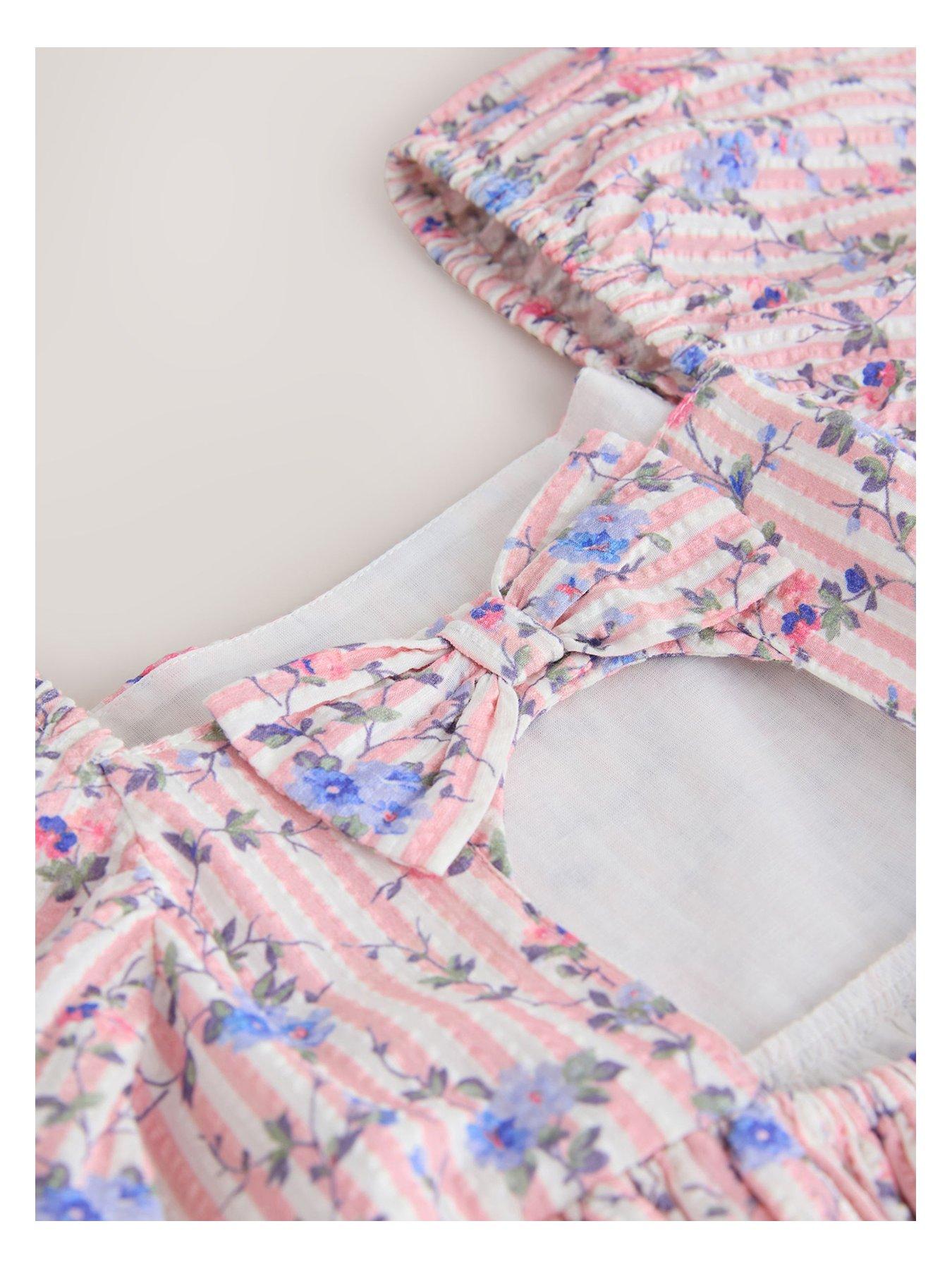 Image 3 of 7 of Laura Ashley Older Girls Stripe Floral Dress - Multi