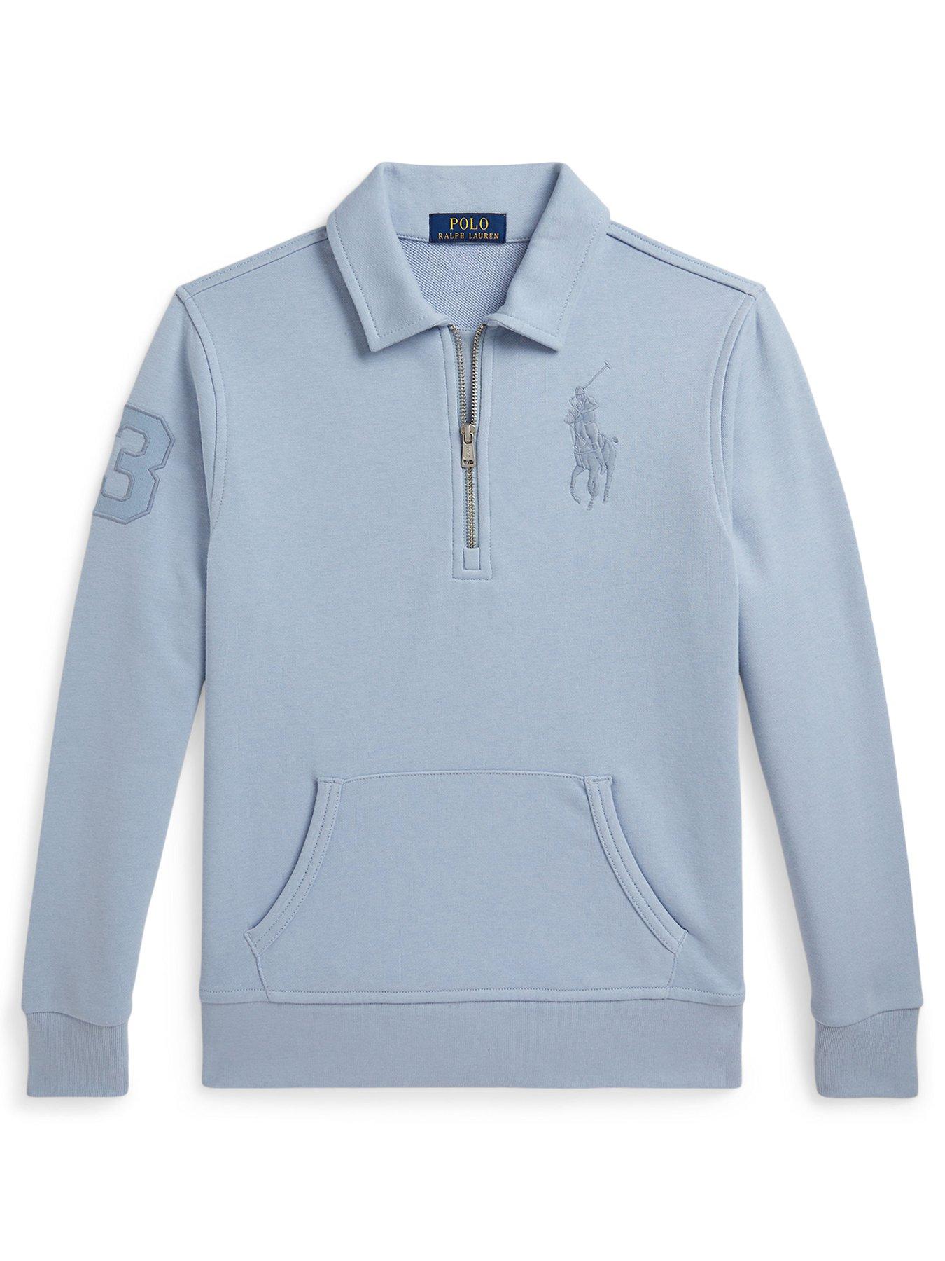 Polo Ralph Lauren Boys Half Zip Sweatshirt - Light Blue