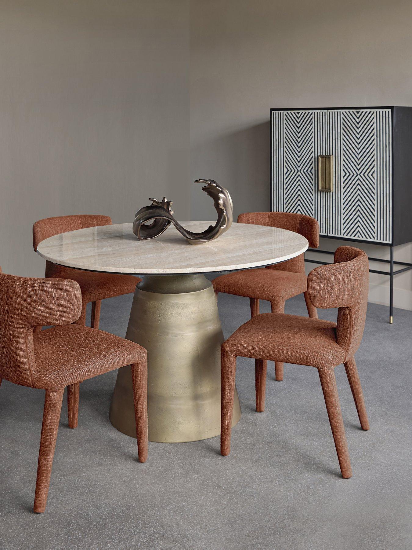 Libra Interiors Pair Of Milo Upholstered Dining Chairs - Brown
