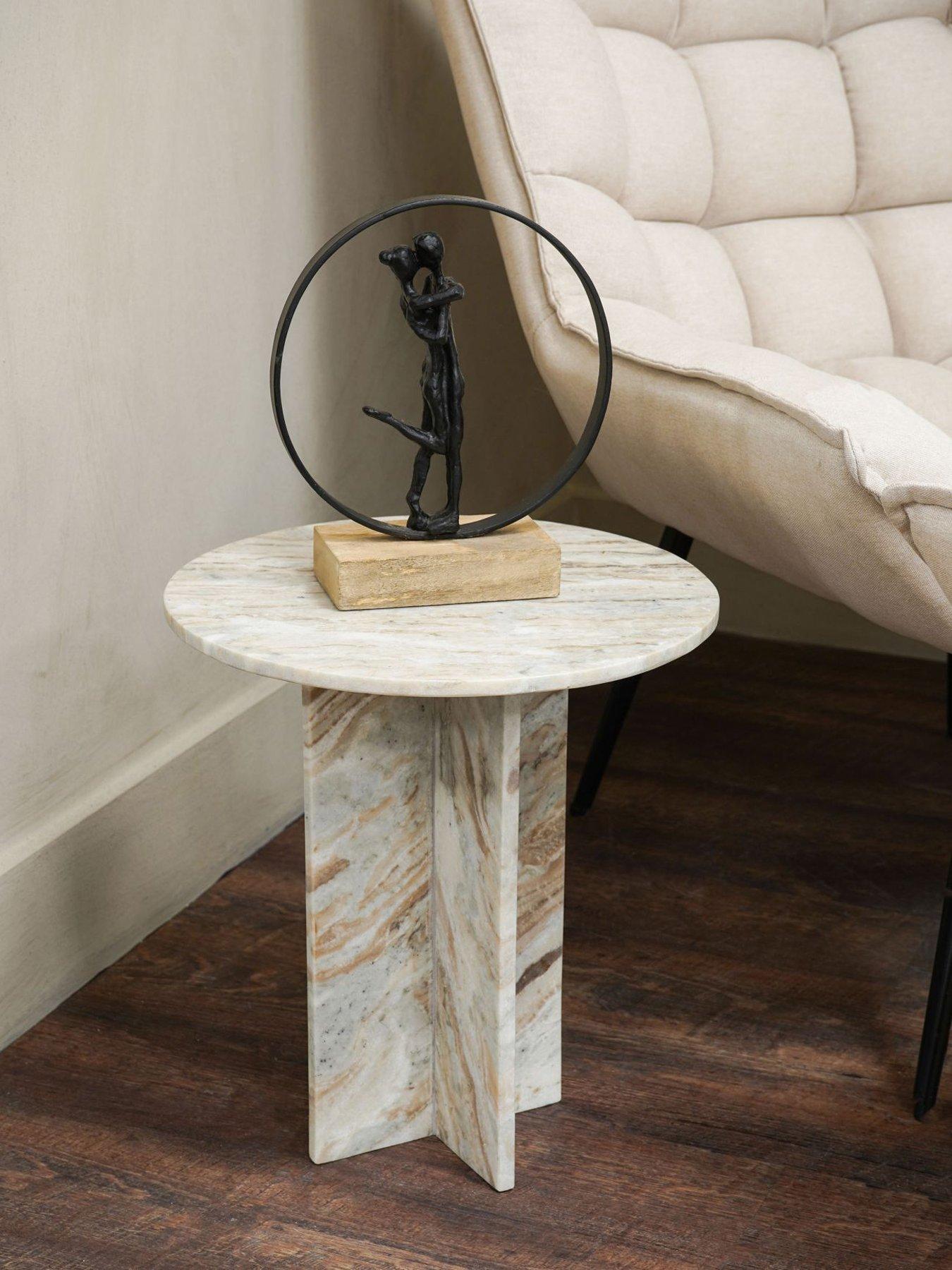 Image 1 of 5 of Libra Interiors Cavallo Fantasy Brown Marble Side Table