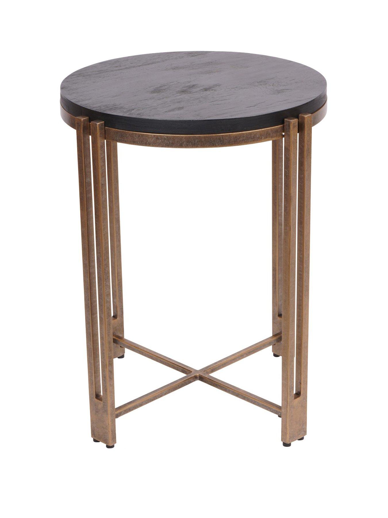 Image 2 of 5 of Libra Interiors Dalston Sandblasted Wood & Champagne Side Table