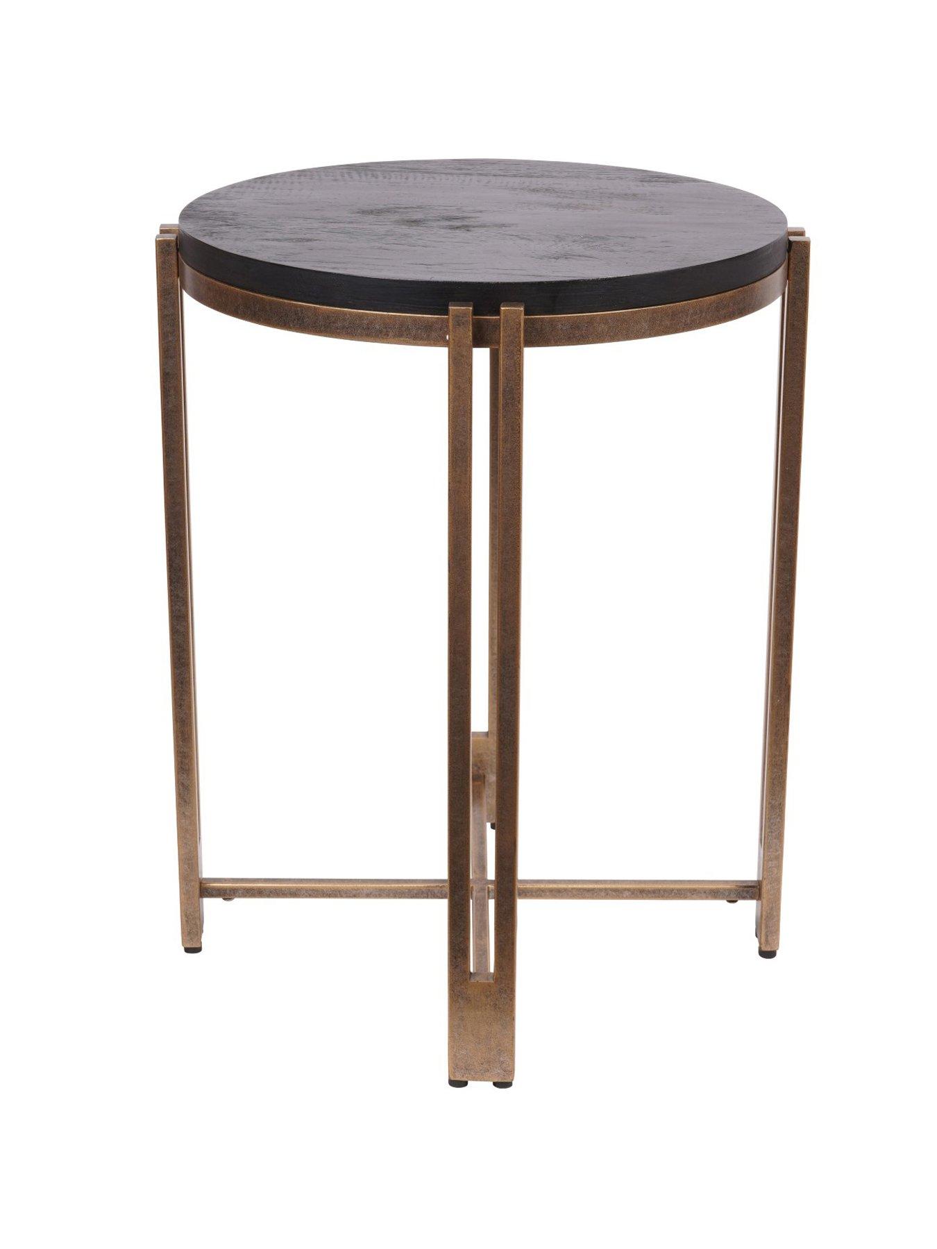 Image 3 of 5 of Libra Interiors Dalston Sandblasted Wood & Champagne Side Table