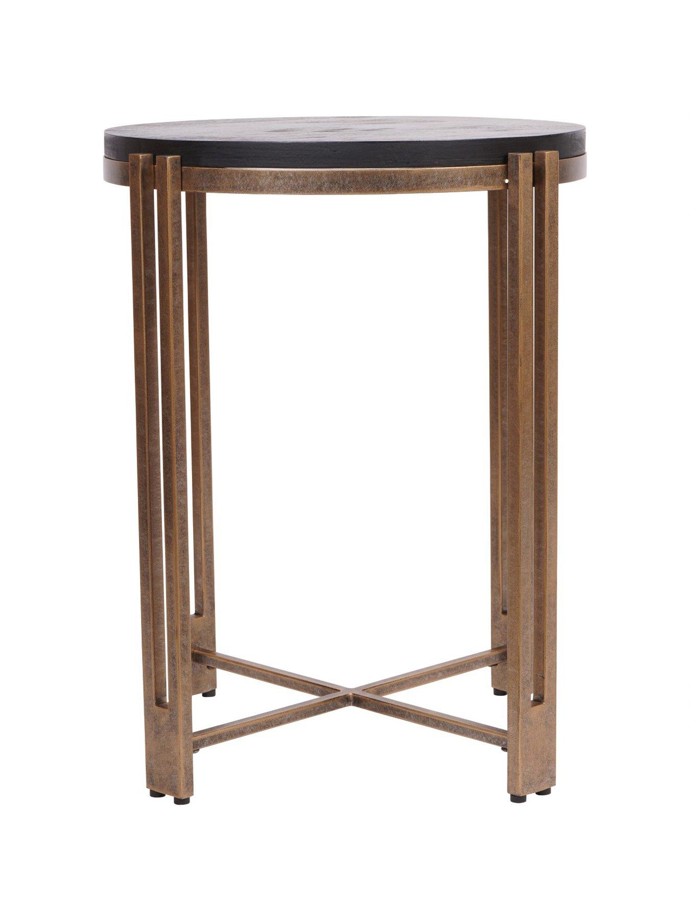 Image 4 of 5 of Libra Interiors Dalston Sandblasted Wood & Champagne Side Table