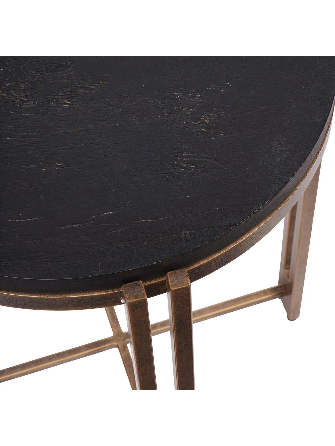 Image 5 of 5 of Libra Interiors Dalston Sandblasted Wood & Champagne Side Table