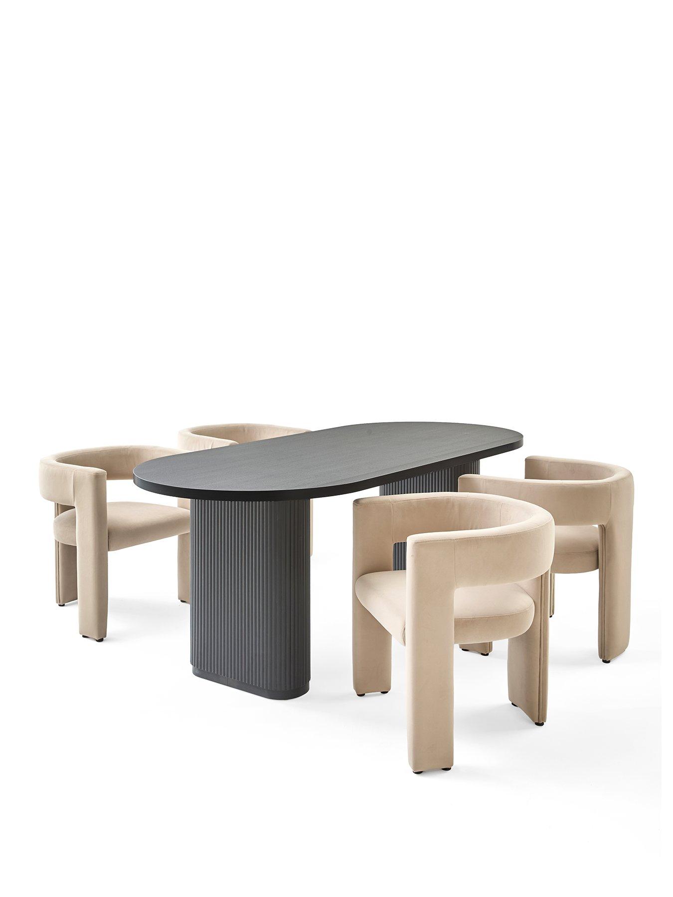 Image 2 of 7 of The Very Collection Carina Black 200cm Oval Dining Table And 4 Nell Taupe Chairs - FSC&reg; Certified