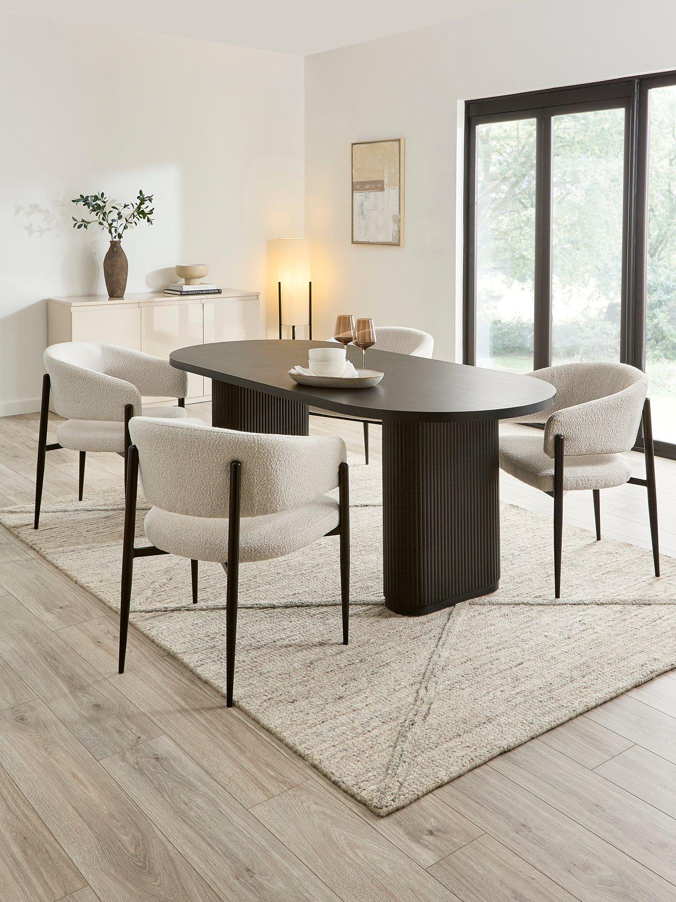 The Very Collection Carina Black 200cm Oval Dining Table  &  4 Romie Chairs - FSC® Certified