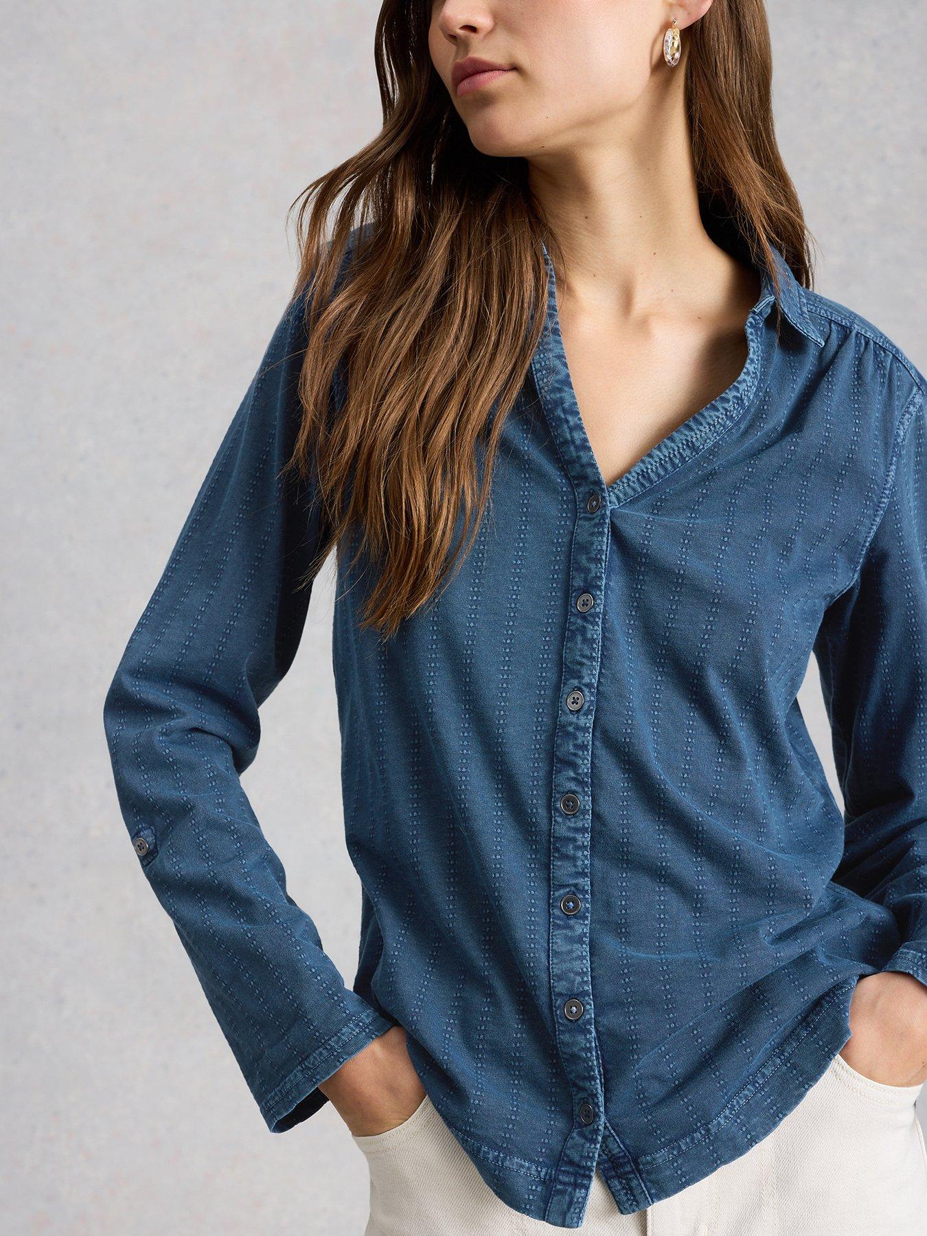 Image 4 of 6 of White Stuff Annie Indigo Jersey Shirt - Blue