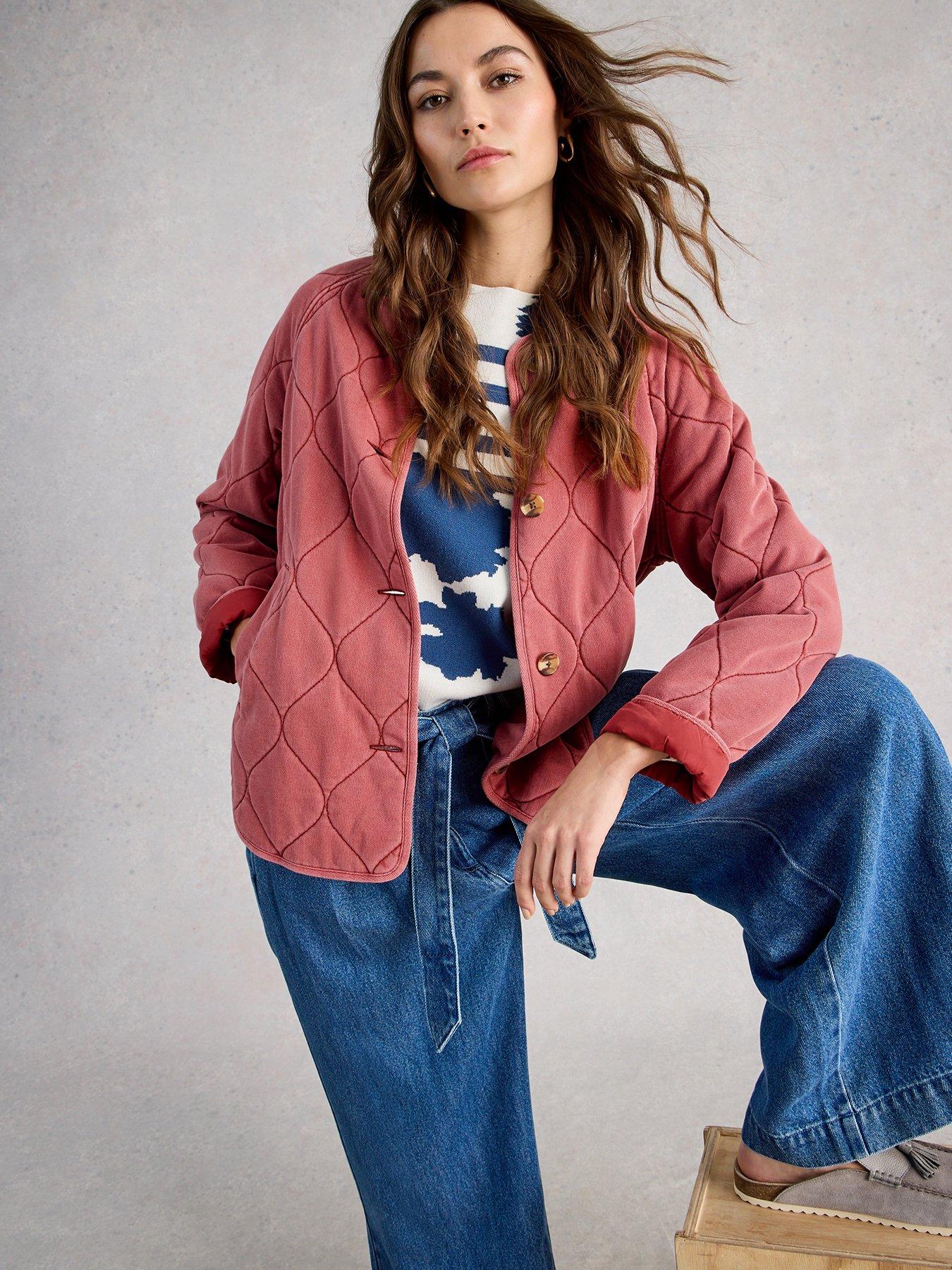 White Stuff Anya Jersey Quilted Jacket - Pink