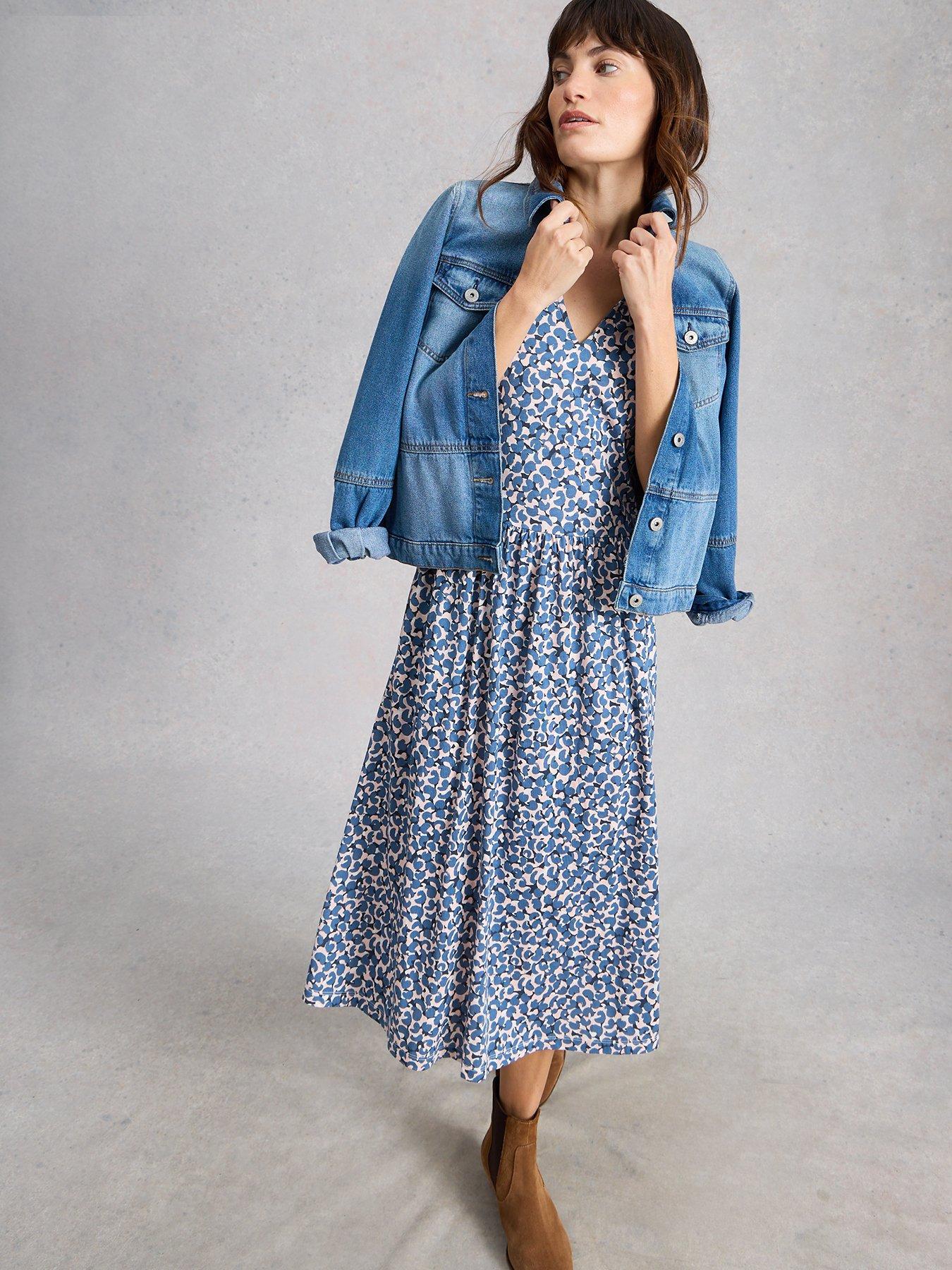 Image 3 of 6 of White Stuff Leah Jersey Dress - Blue