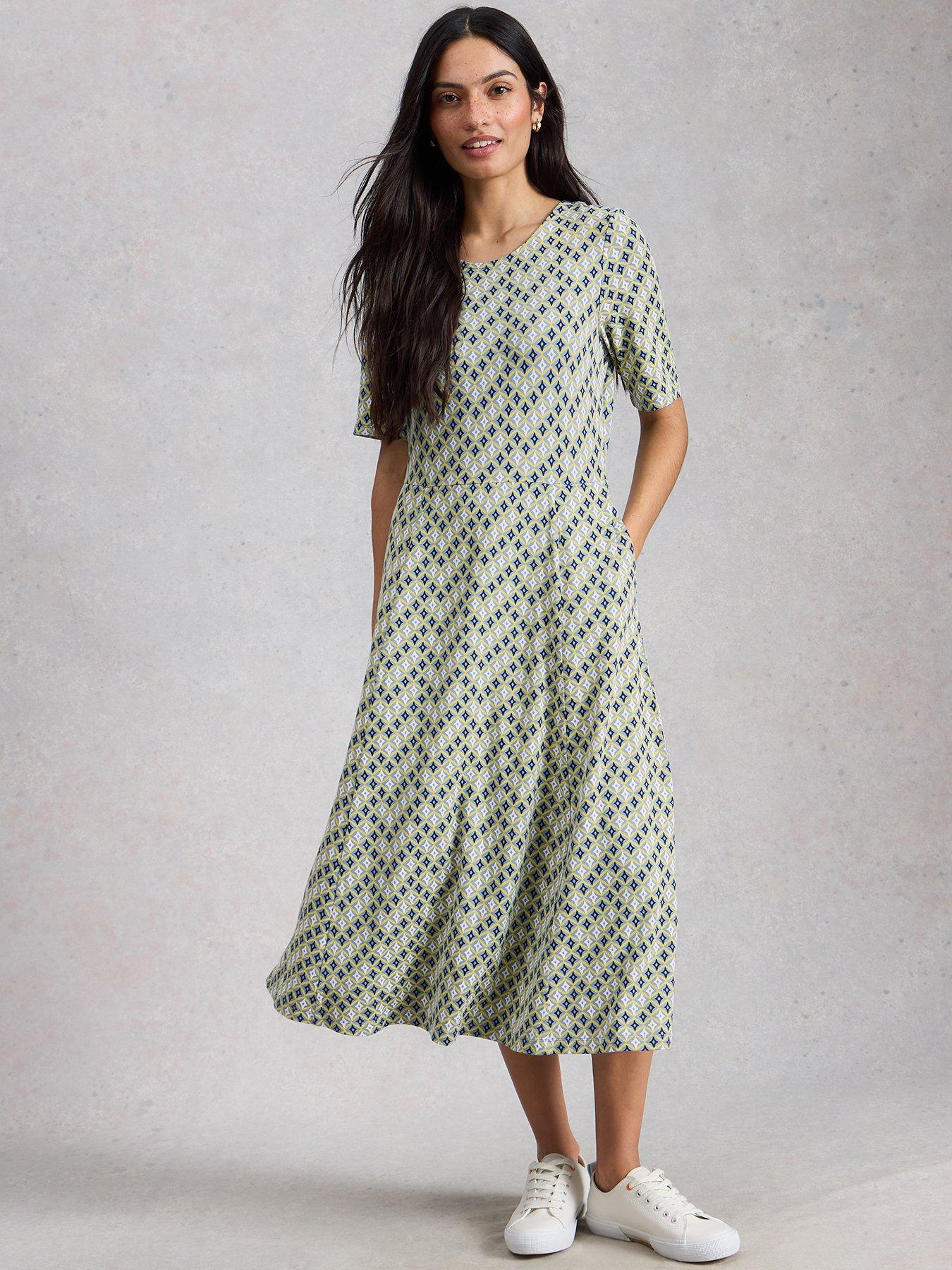 Image 1 of 6 of White Stuff Madeline Jersey Dress - Green
