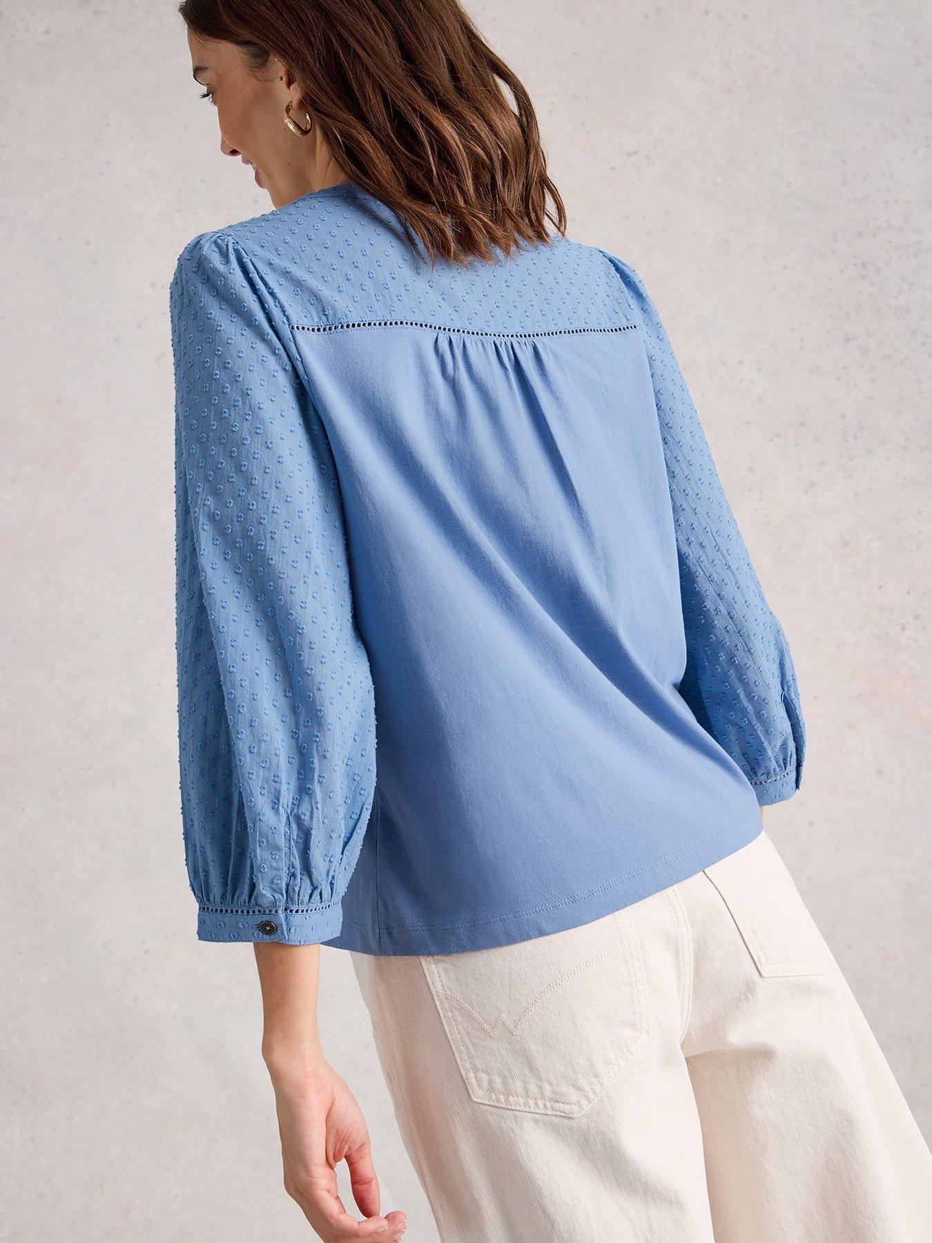 Image 2 of 6 of White Stuff Daisy Dobby Mix Top - Blue