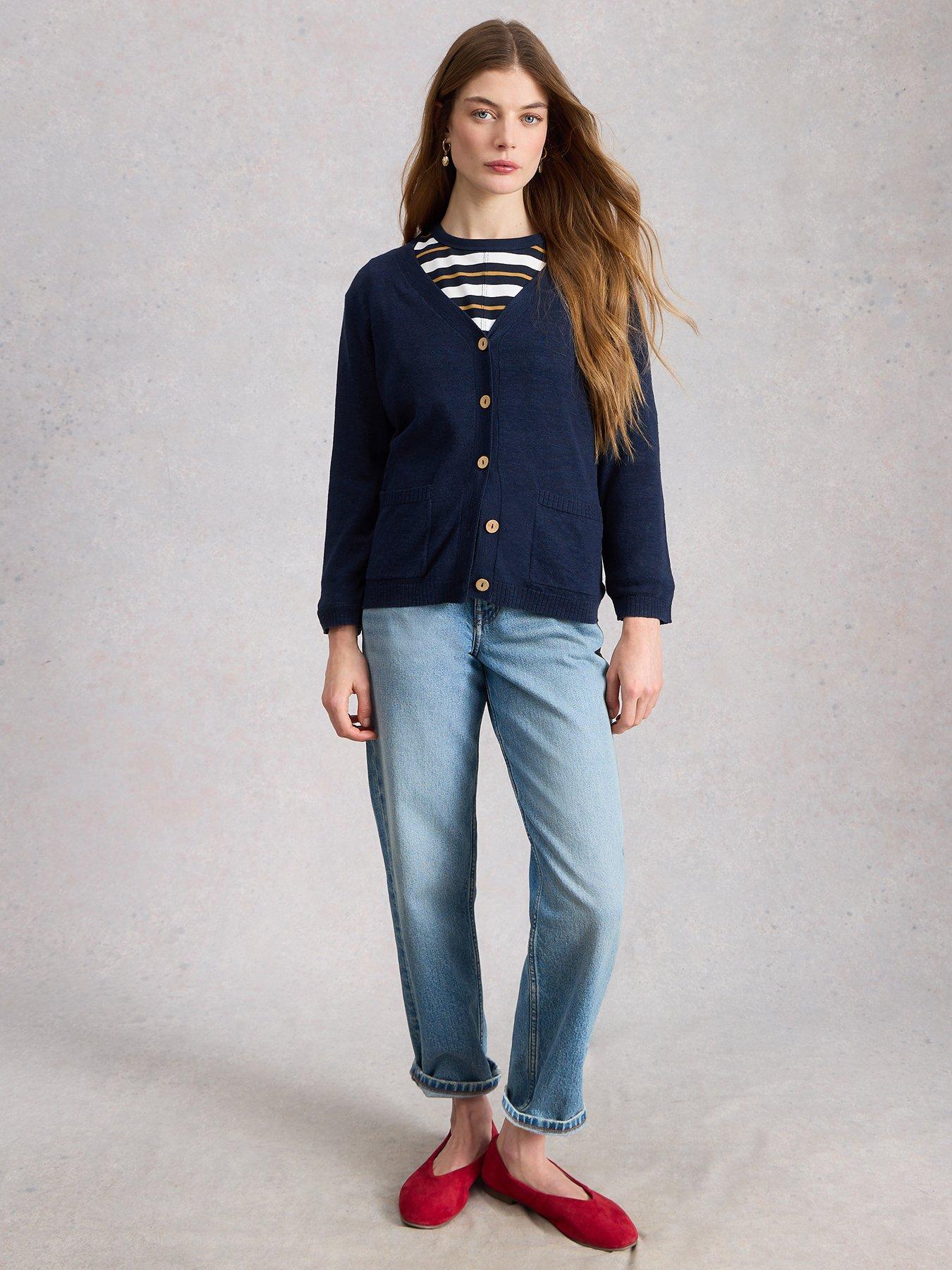 Image 3 of 6 of White Stuff Nova Linen Blend Cardigan - Navy