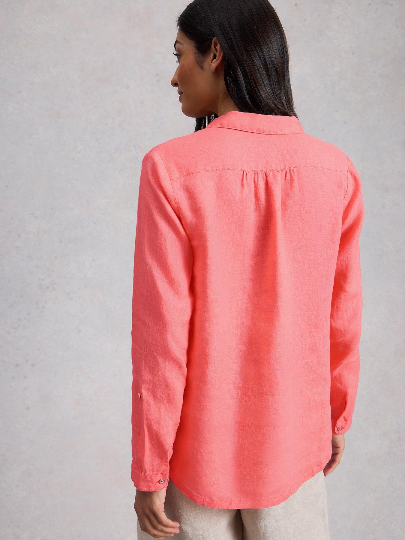white-stuff-sophie-linen-shirt-mid-coralstillFront