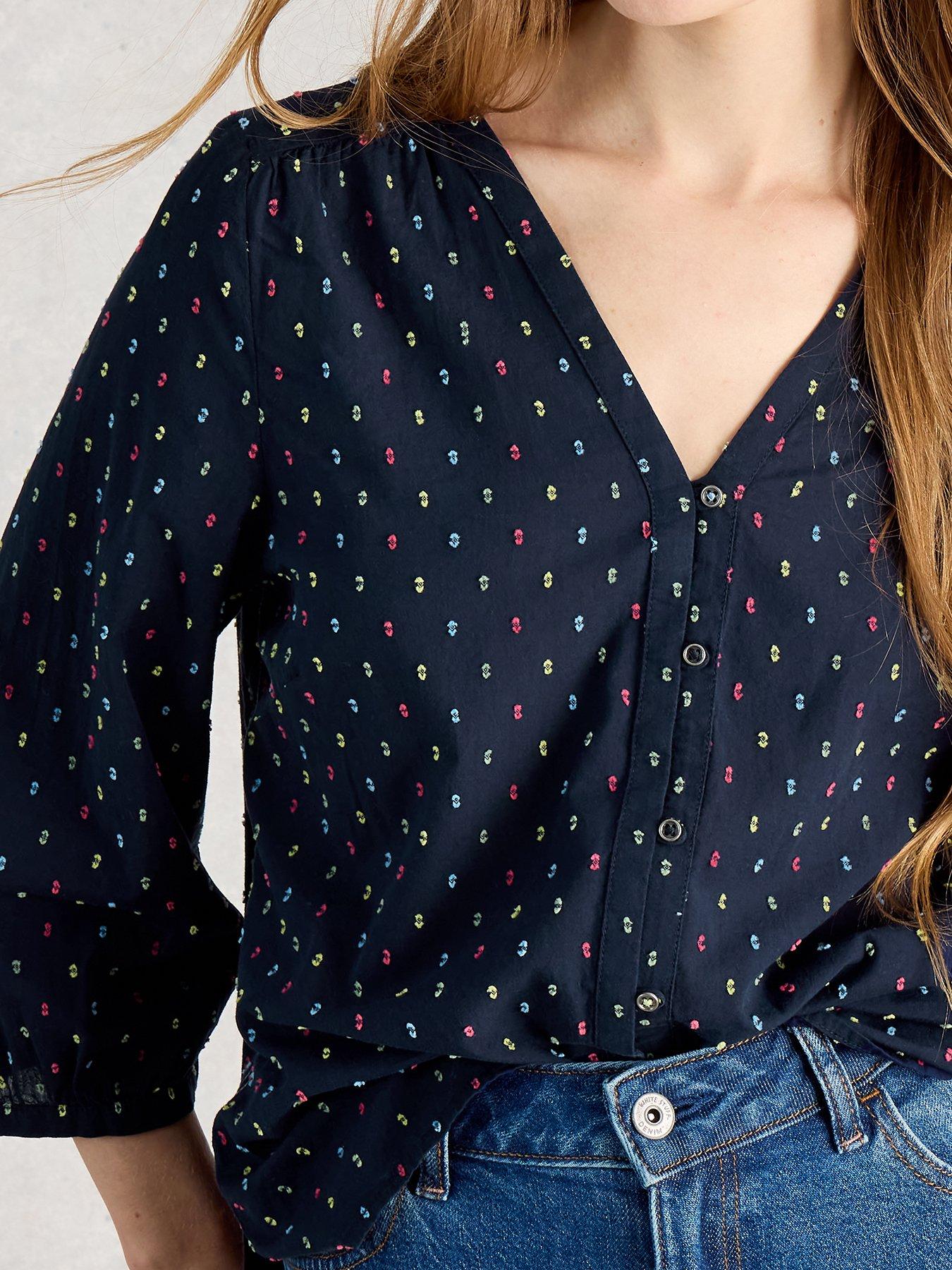 Image 4 of 6 of White Stuff Ruby Cotton Top - Navy
