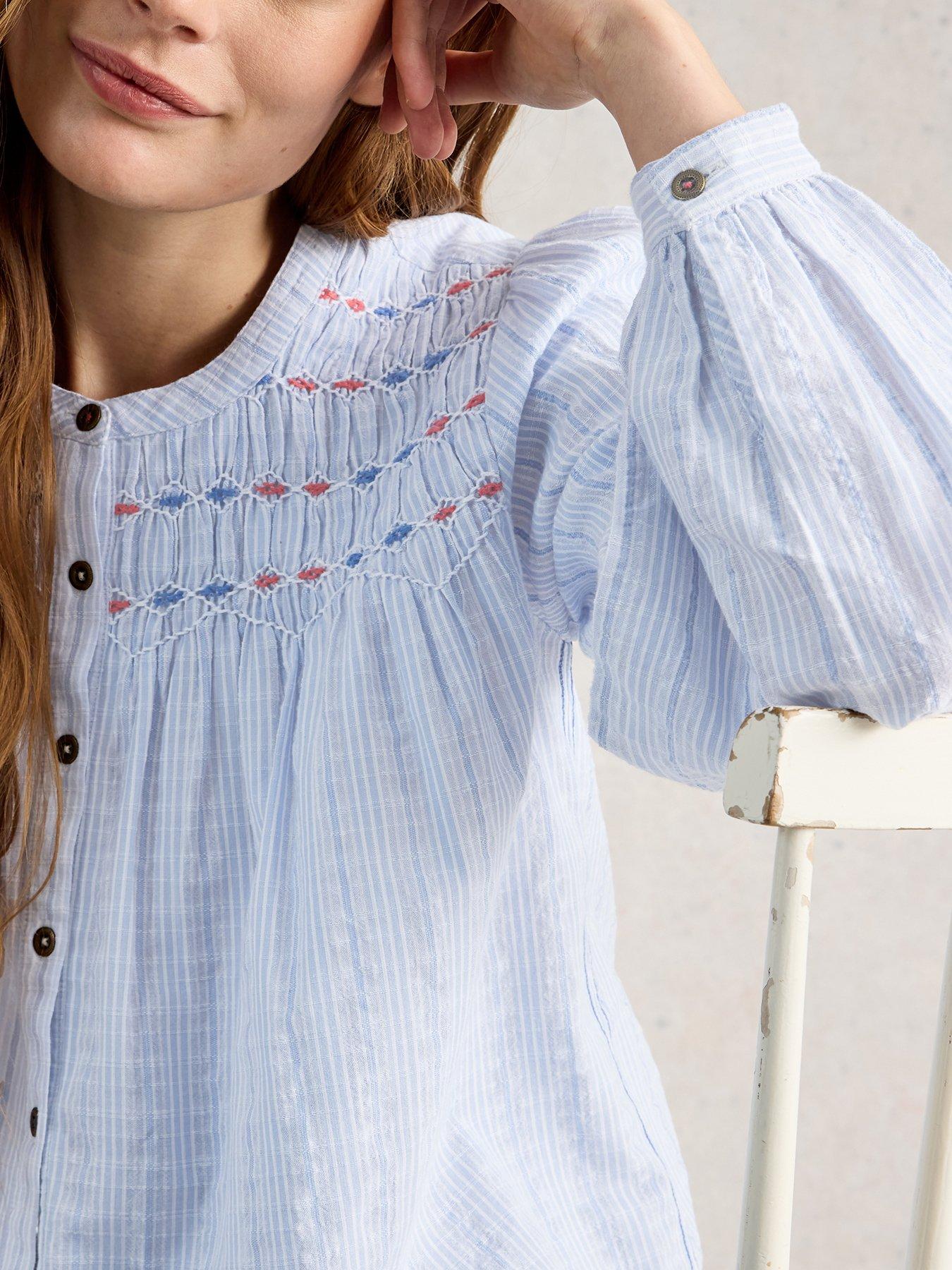 Image 4 of 6 of White Stuff Sammy Smock Top - Blue
