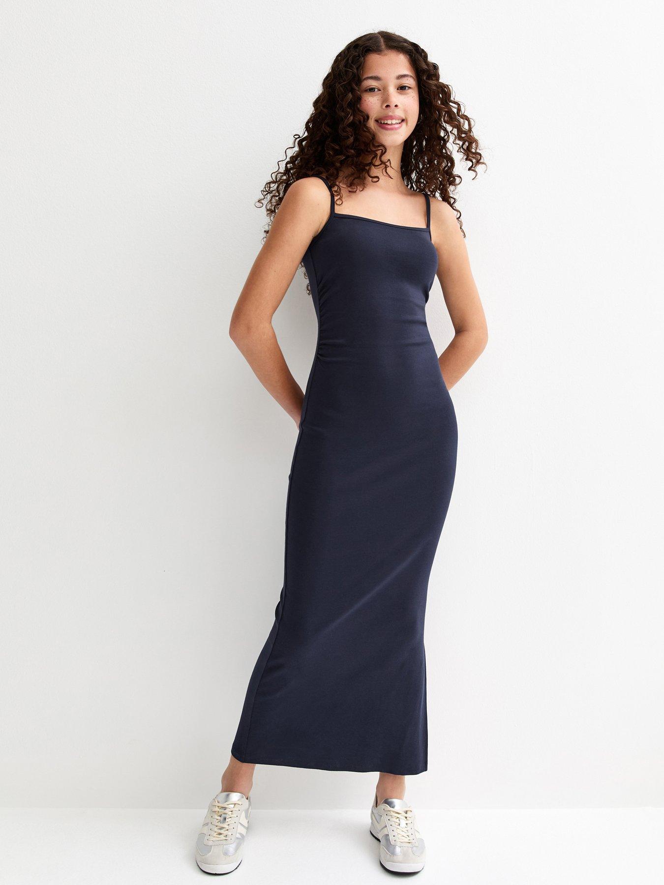 New Look 915 Girls Ruched Jersey Maxi Dress - Navy