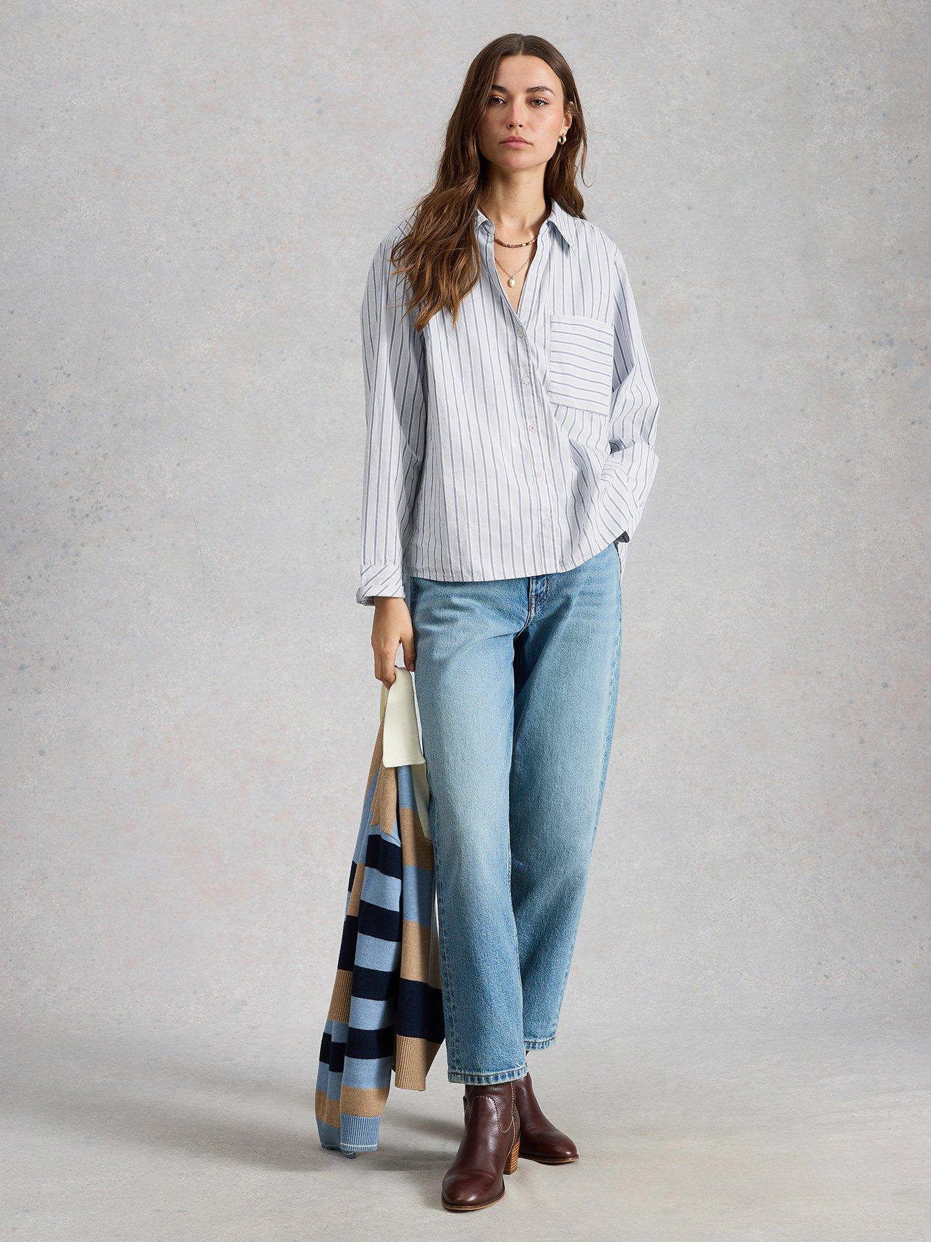 Image 3 of 6 of White Stuff Relaxed Fit Sadie Poplin Boyfriend Shirt - Blue