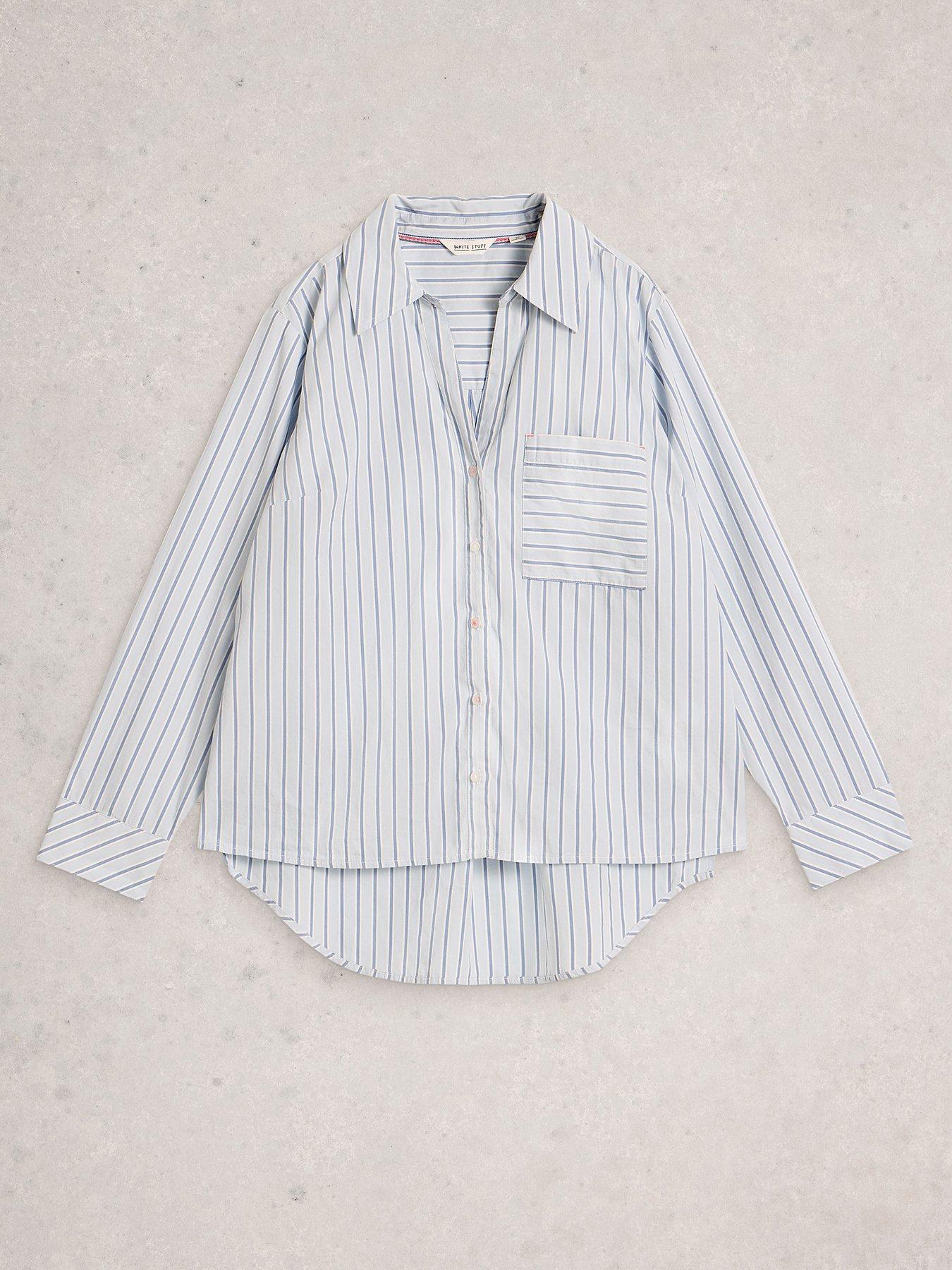 Image 5 of 6 of White Stuff Relaxed Fit Sadie Poplin Boyfriend Shirt - Blue