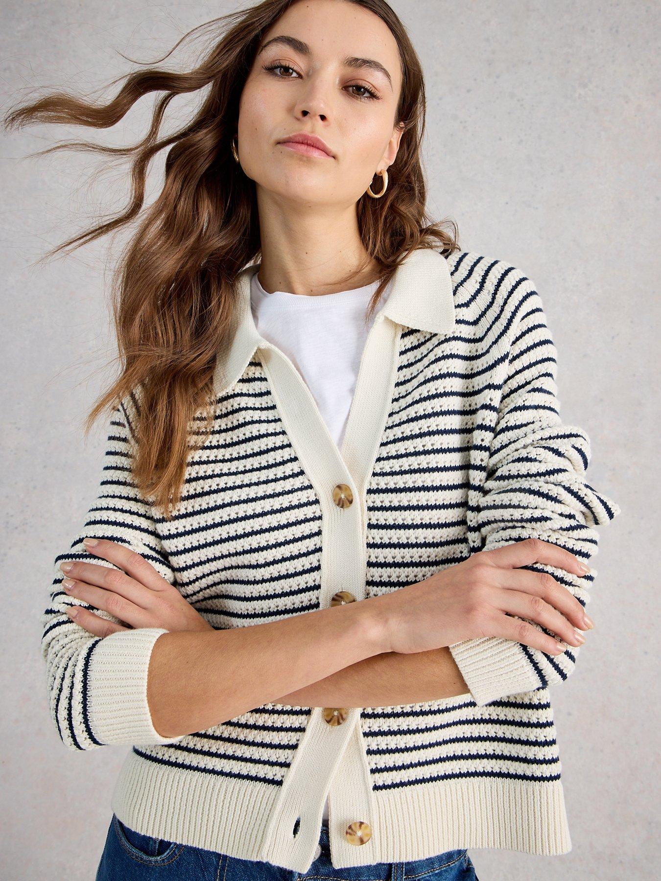 White Stuff Chaterly Stripe Cardigan - White