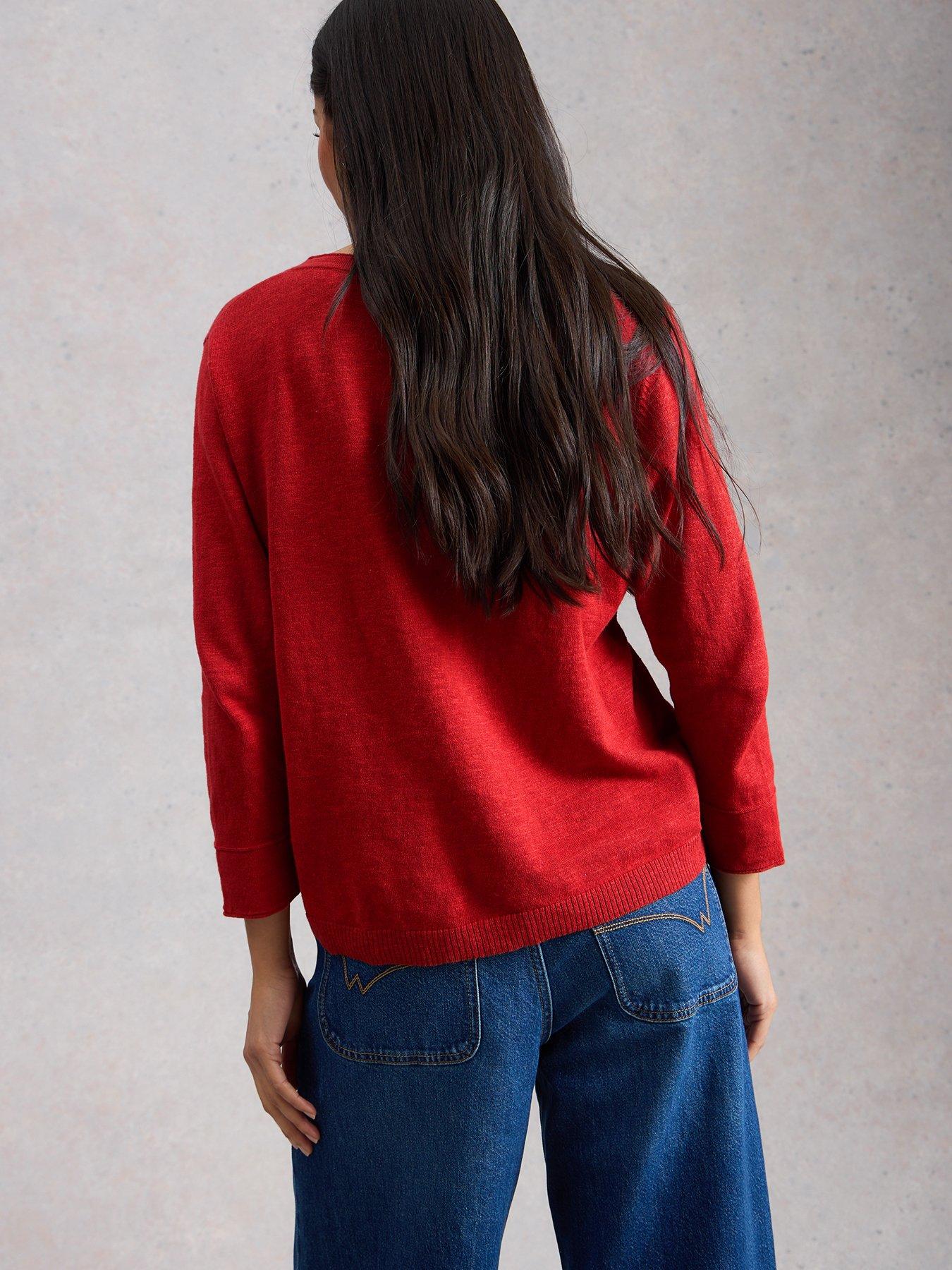 Image 2 of 6 of White Stuff Elody Linen Blend Jumper - Red