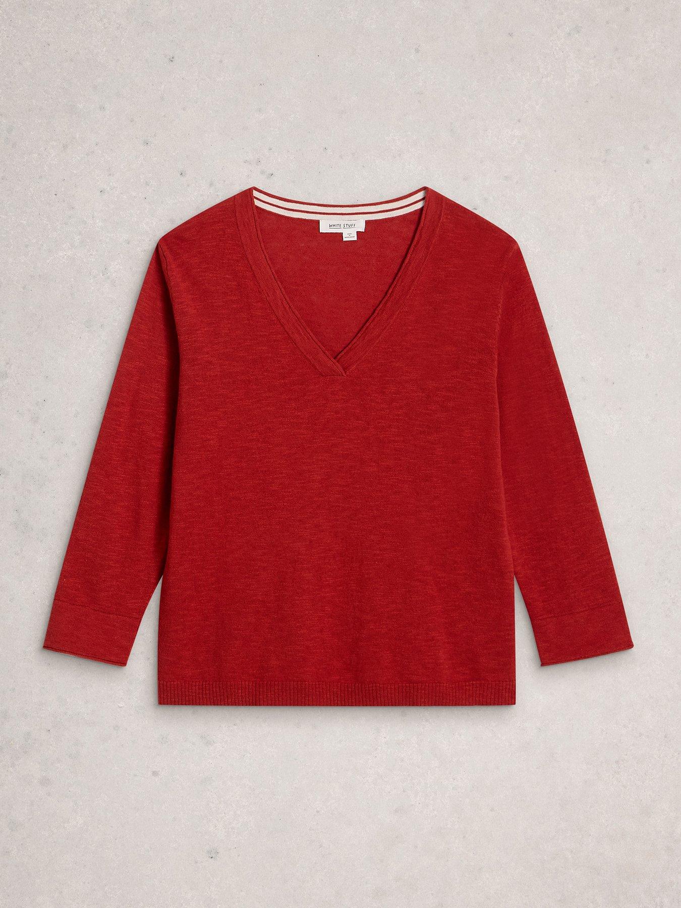 Image 5 of 6 of White Stuff Elody Linen Blend Jumper - Red