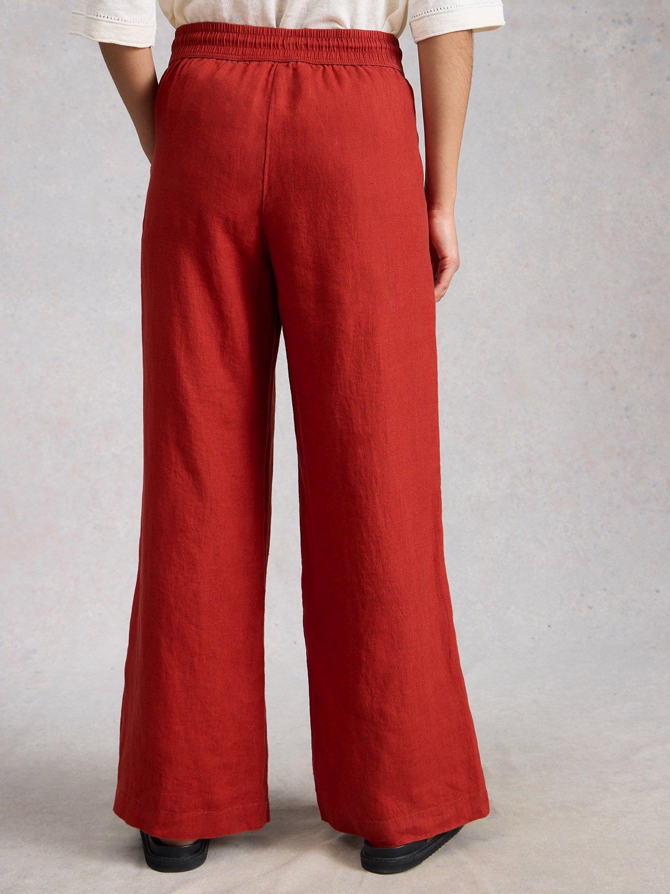 Image 2 of 6 of White Stuff Ally Linen Wide Leg Trouser - Red