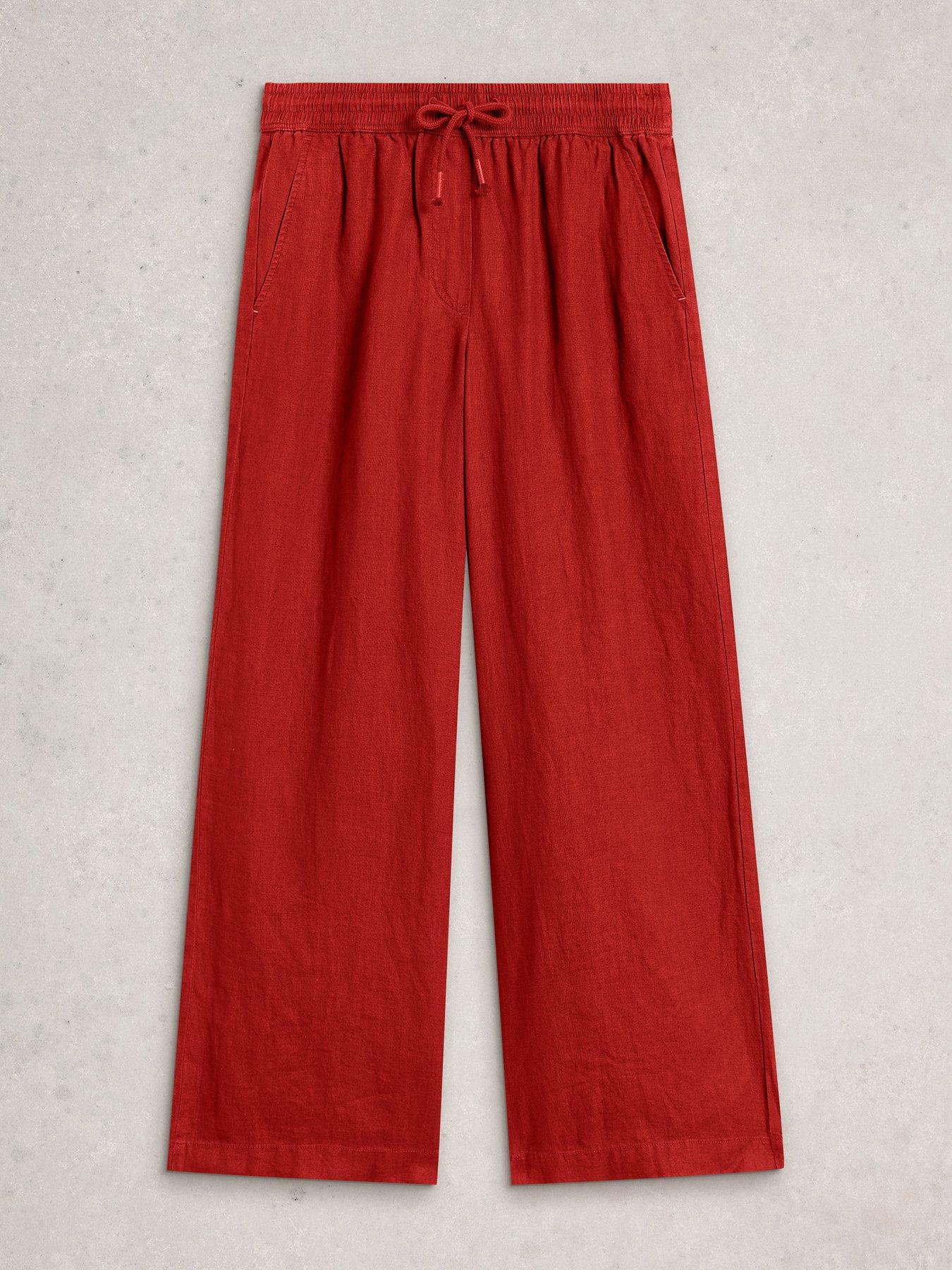 Image 5 of 6 of White Stuff Ally Linen Wide Leg Trouser - Red