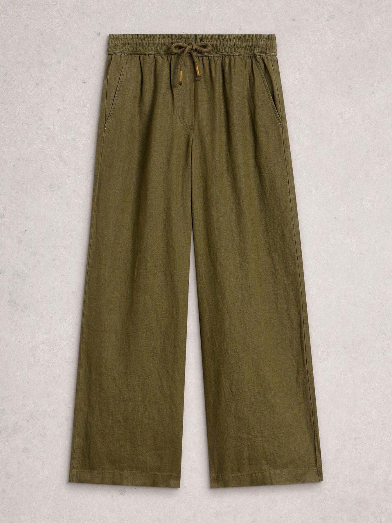 Image 5 of 6 of White Stuff Ally Linen Wide Leg Trousers - Khaki
