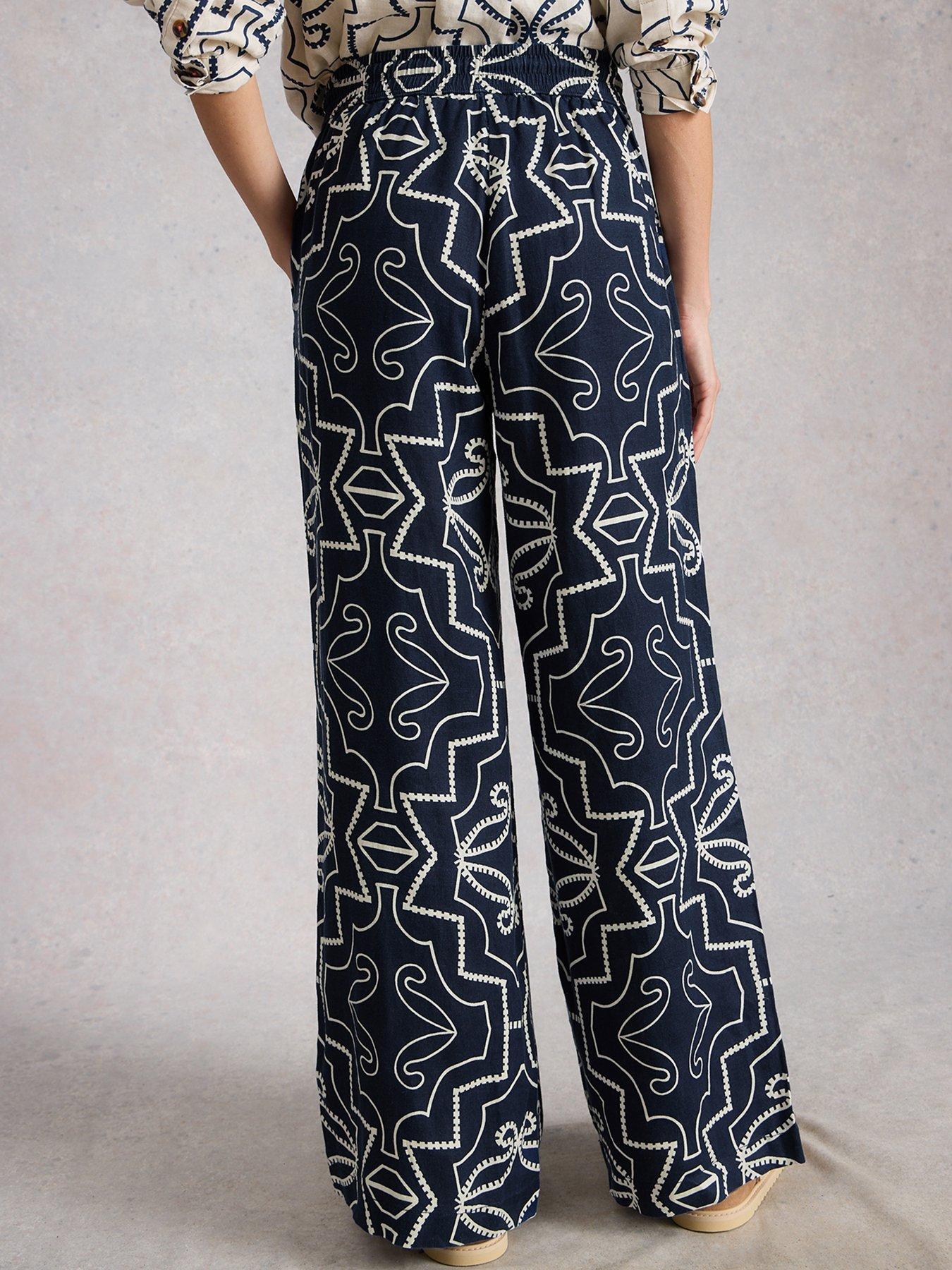 Image 2 of 6 of White Stuff Ally Linen Wide Leg Trouser - Navy