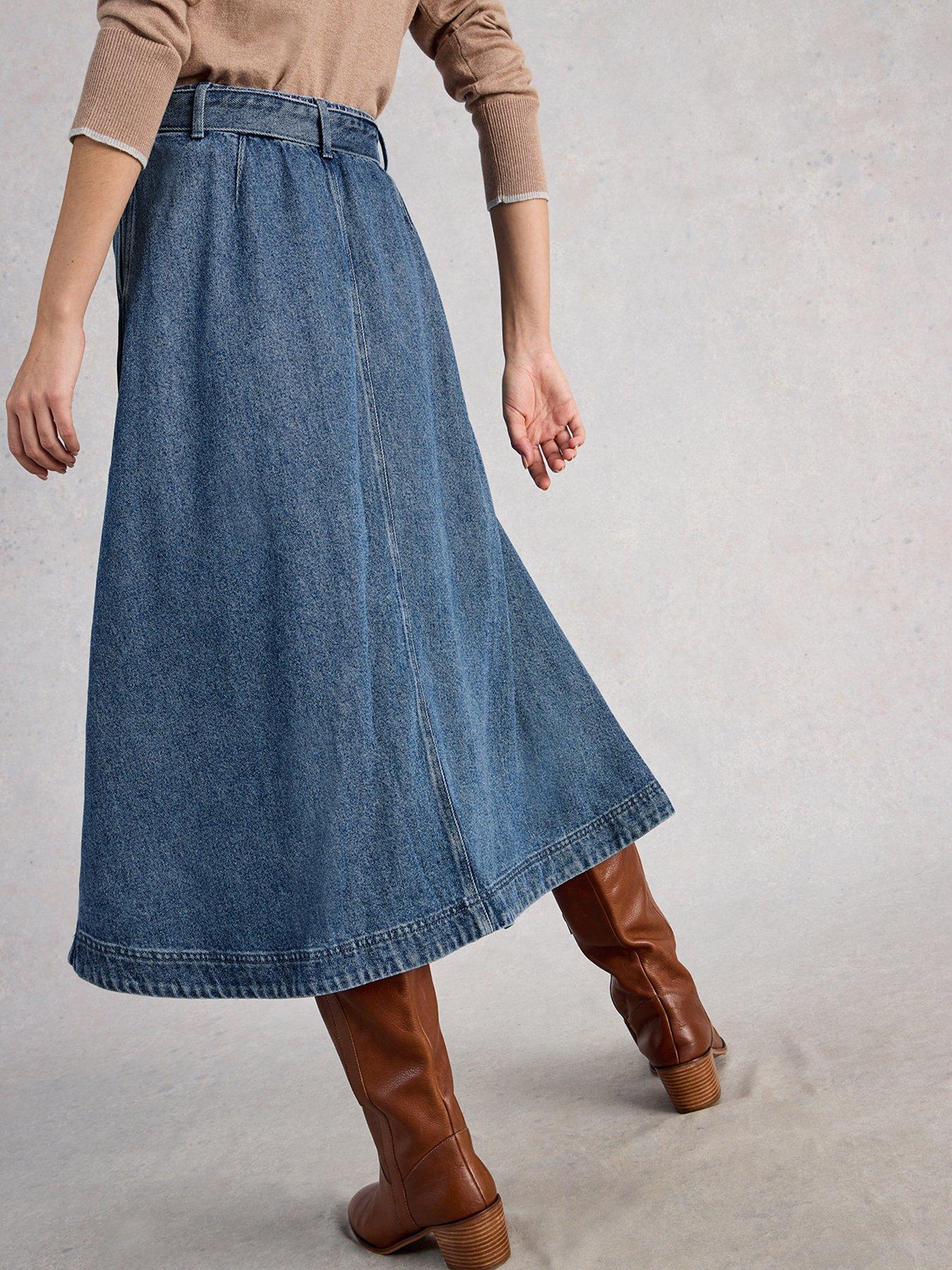 Image 2 of 6 of White Stuff Lexi Denim Midi Skirt - Blue