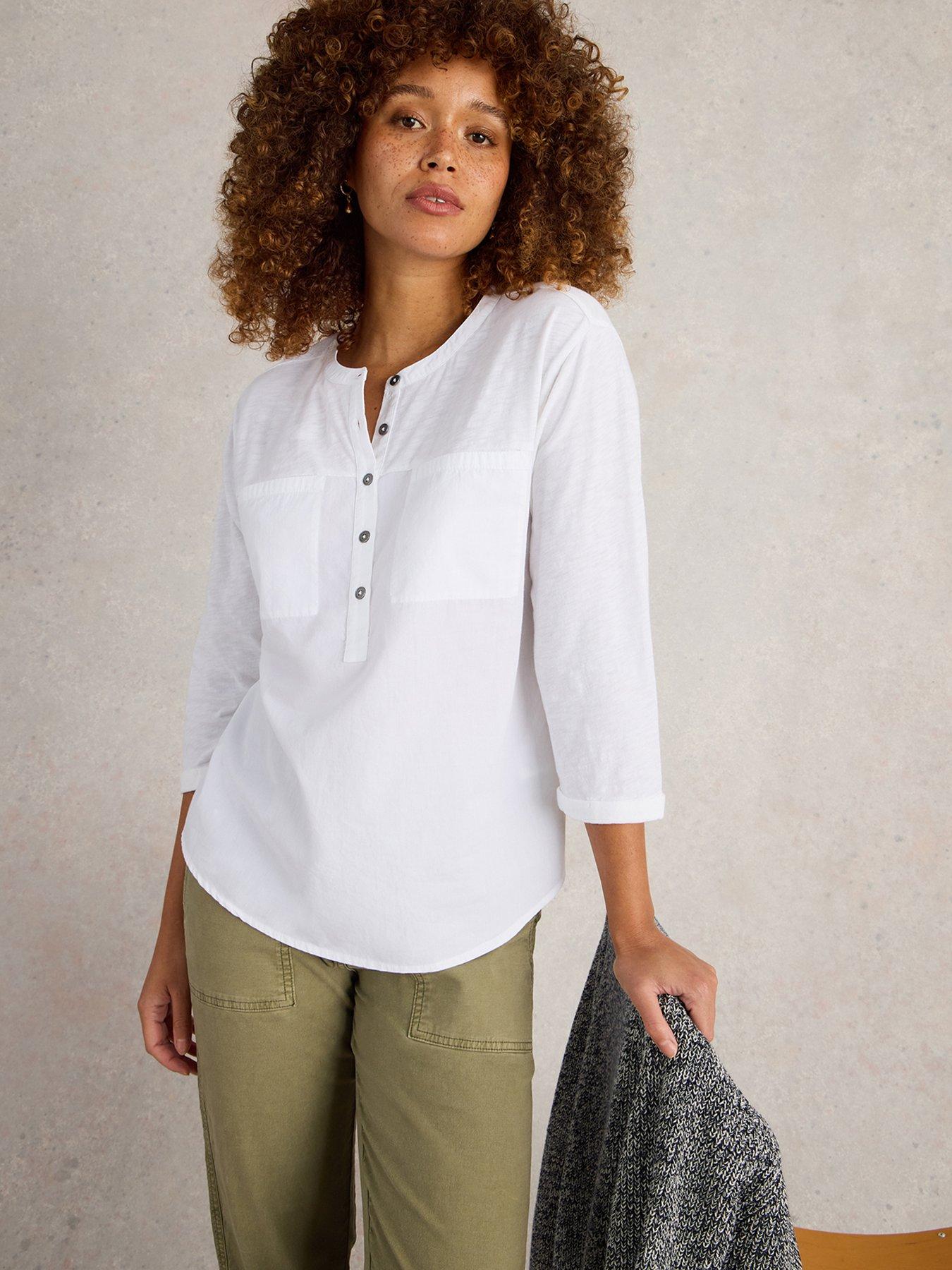 White Stuff Beth 3/4 Sleeve Shirt - White
