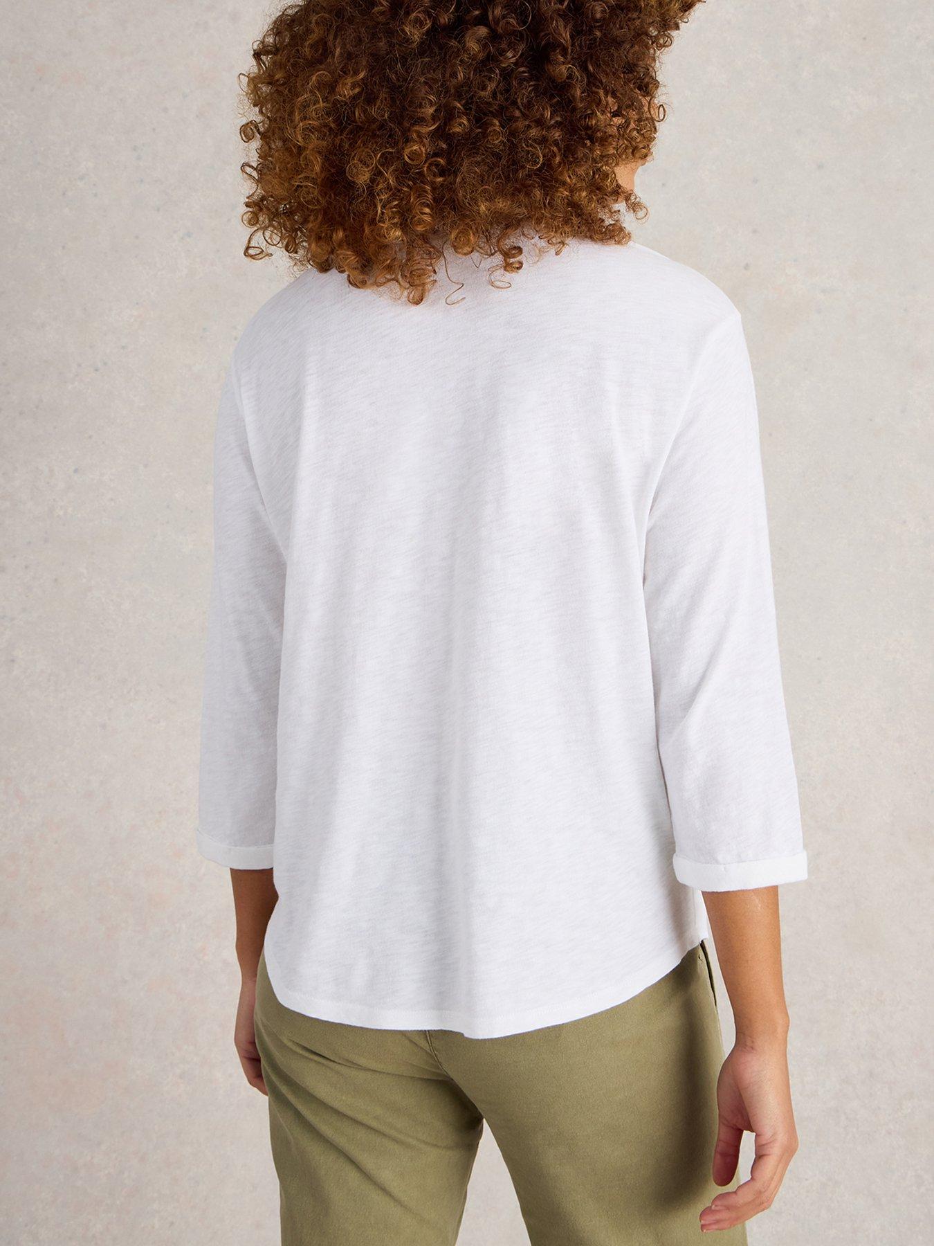 Image 2 of 6 of White Stuff Beth 3/4 Sleeve Shirt - White
