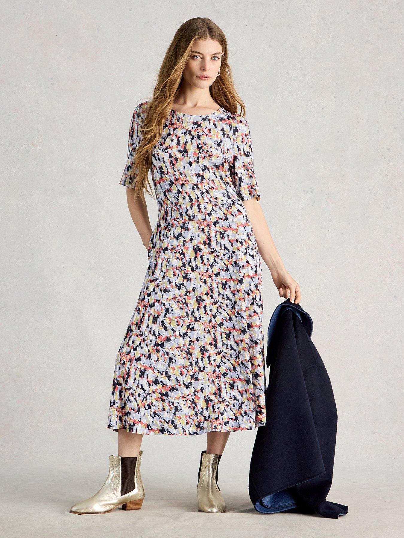 Image 1 of 6 of White Stuff Madeline Jersey Dress - Blue