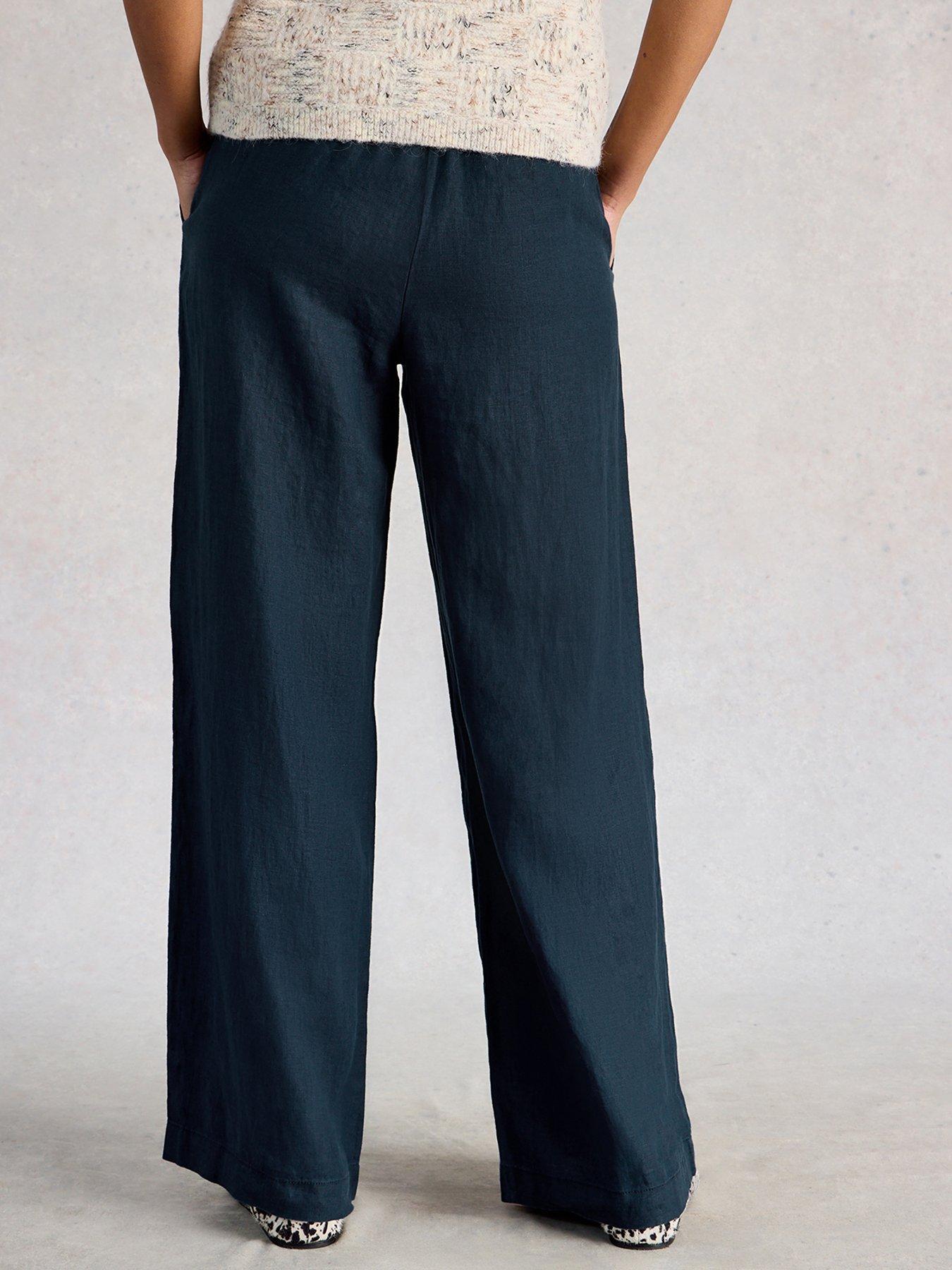 Image 2 of 6 of White Stuff Ally Linen Wide Leg Trouser - Navy